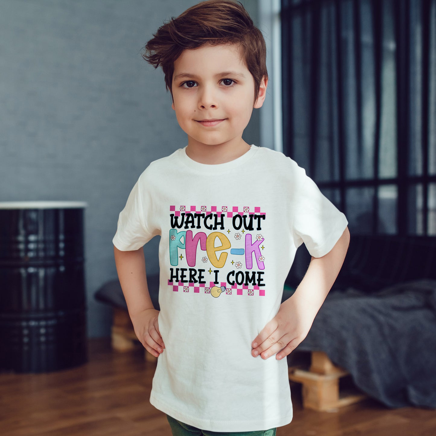 Watch Out Pre-K Shirt - Cute Toddler Back to School Tee, Preschool Here I Come Shirt for Kids, Colorful First Day of Pre-K Outfit