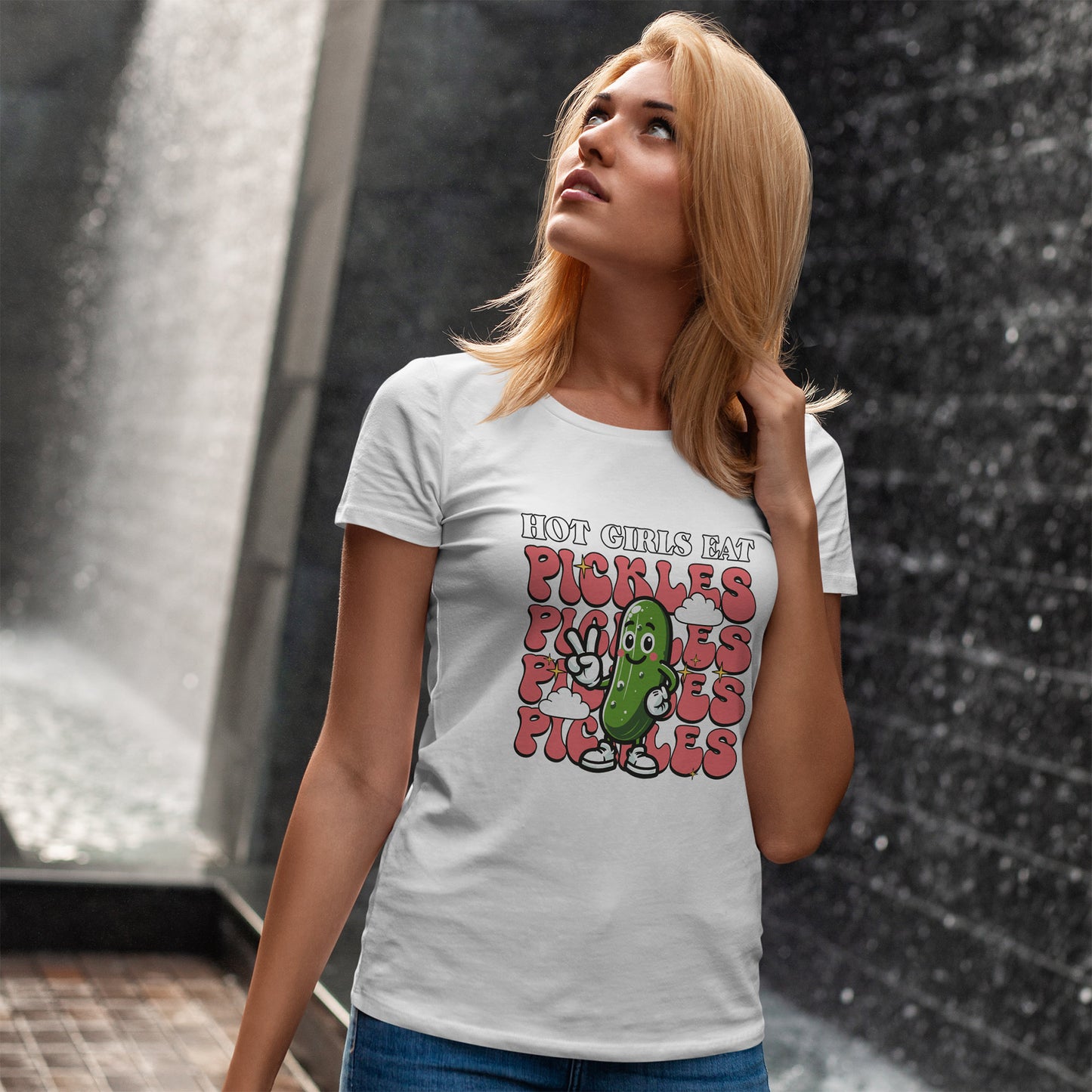 Hot Girls Eat Pickles Shirt - Funny Pickle Lover Gift for Women, Trendy Cartoon Cucumber Tee, Retro Food Humor T-Shirt