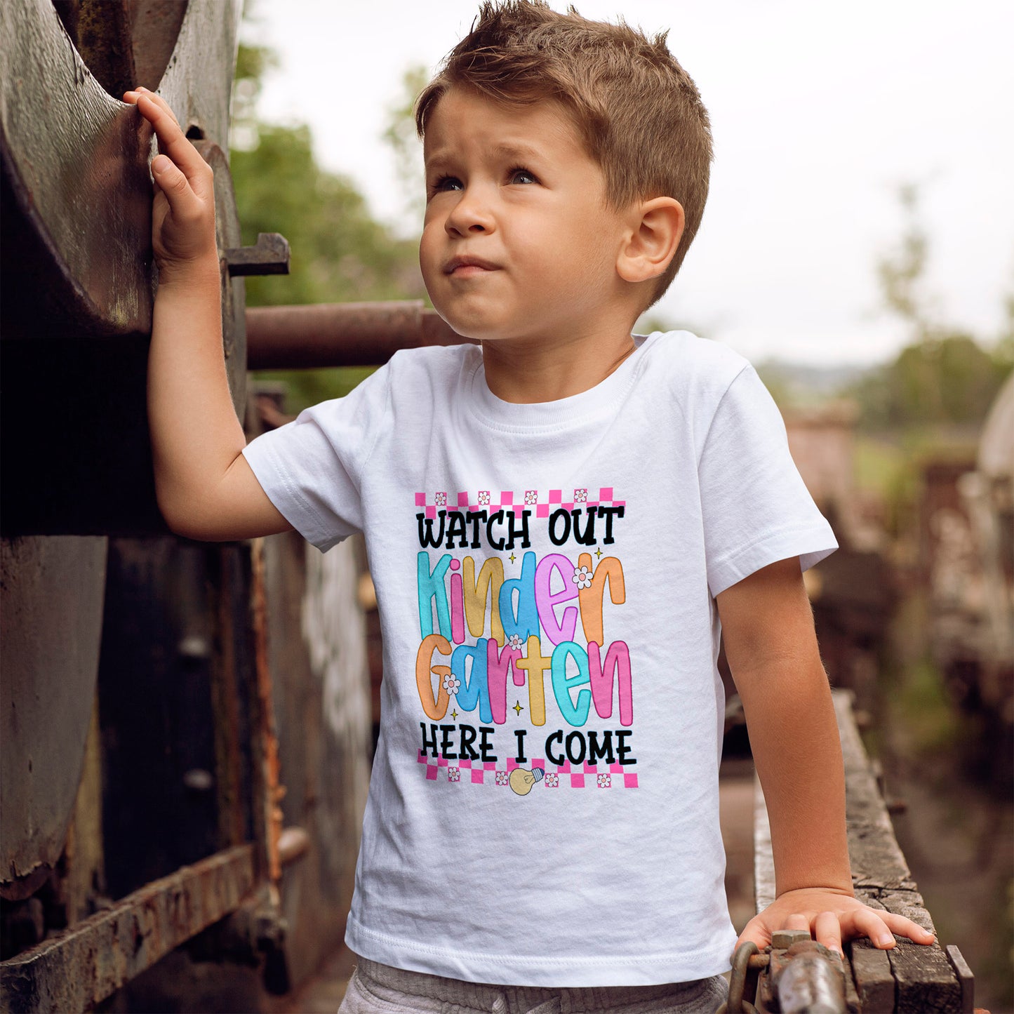 Watch Out Kindergarten Shirt - Fun Toddler Back to School Tee, Colorful First Day of Kindergarten Outfit, Here I Come Shirt for Kids