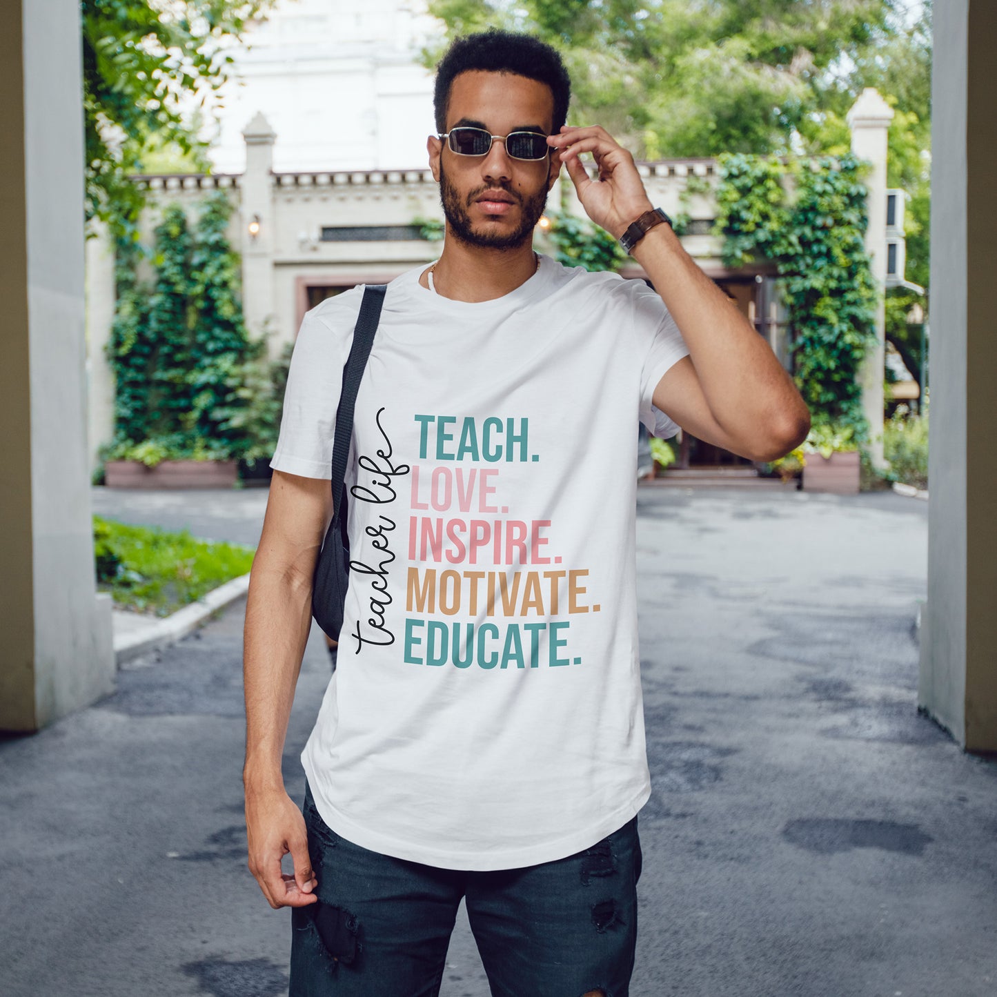 Teach Love Inspire Motivate Educate Shirt - Minimalist Teacher Life Tee, Positive Education Shirt Gift for Educators & Coaches