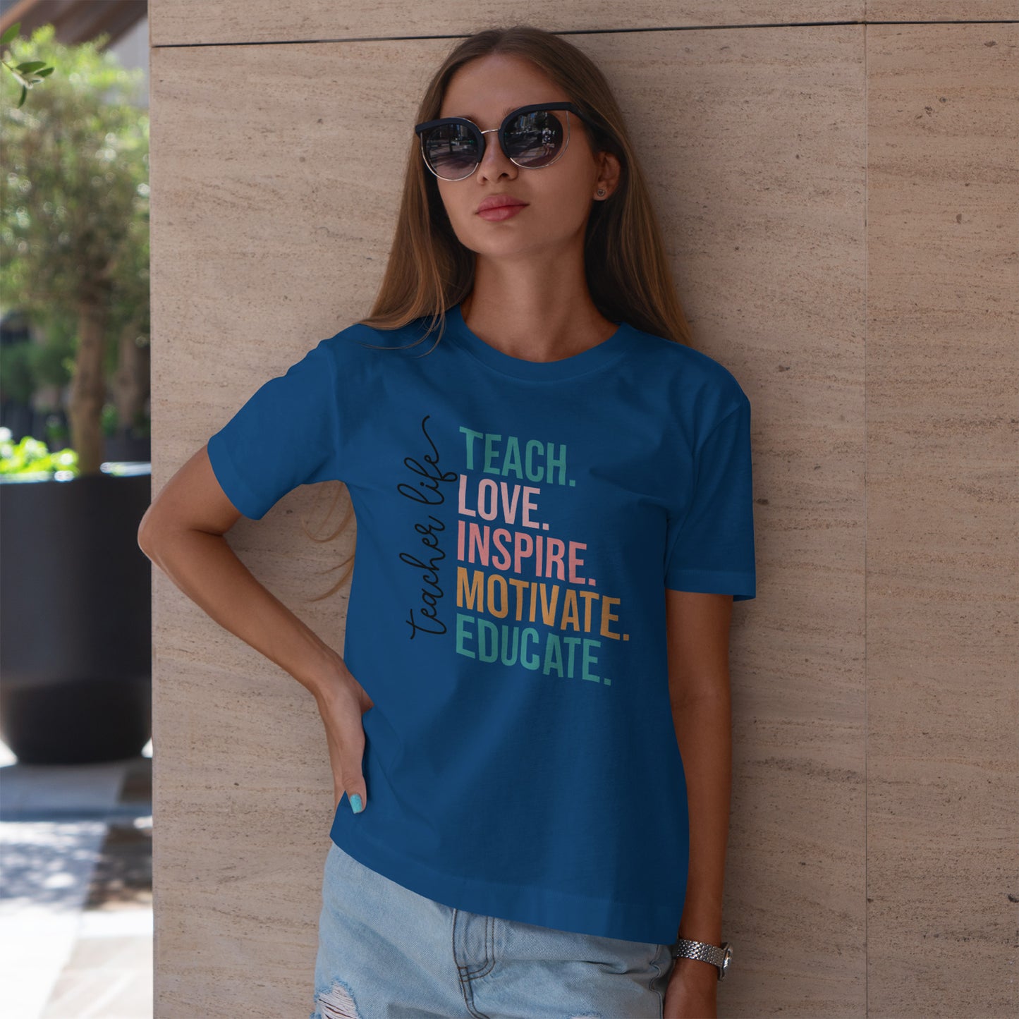 Teach Love Inspire Motivate Educate Shirt - Minimalist Teacher Life Tee, Positive Education Shirt Gift for Educators & Coaches