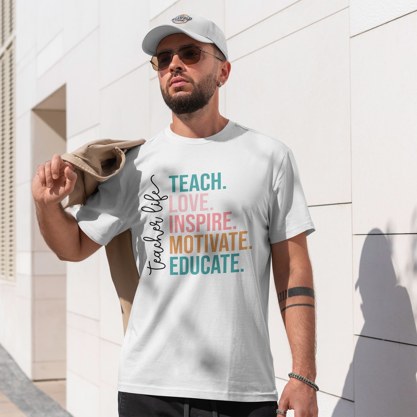 Teach Love Inspire Motivate Educate Shirt - Minimalist Teacher Life Tee, Positive Education Shirt Gift for Educators & Coaches