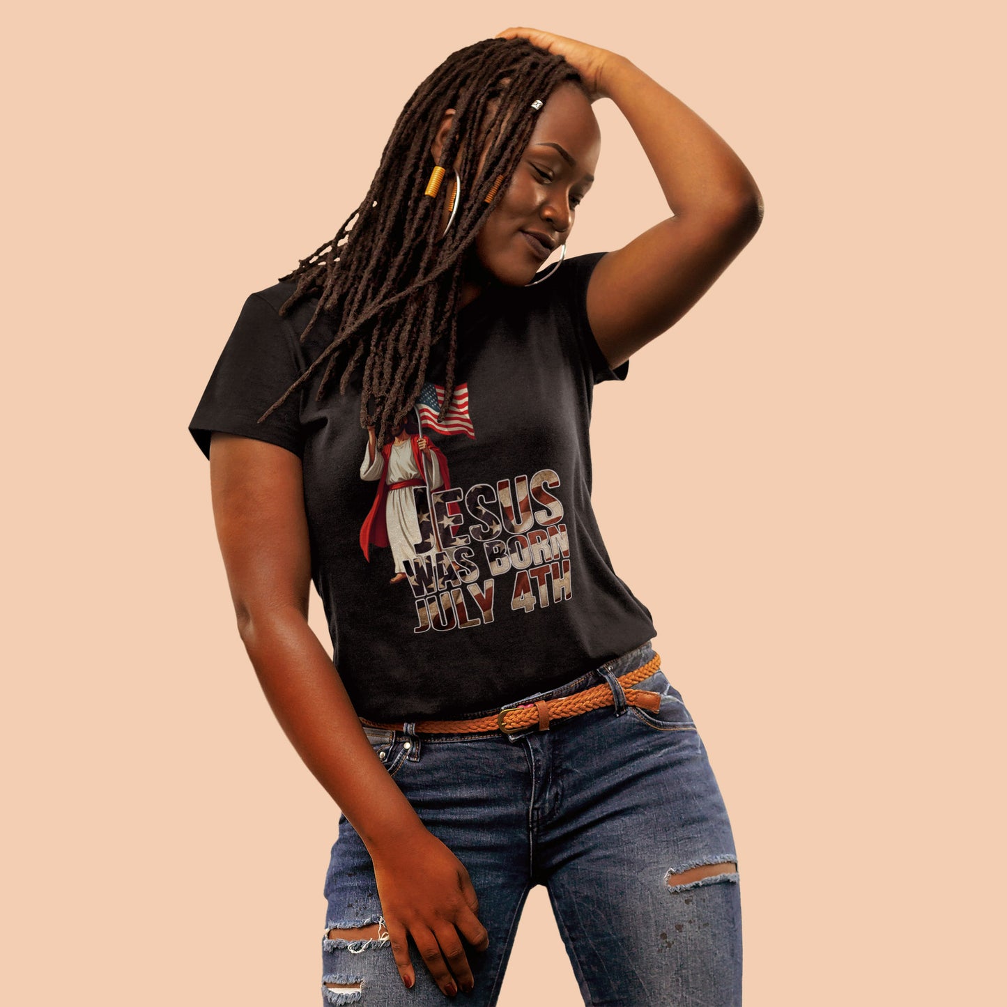 Jesus Was Born July 4th T-Shirt - Patriotic Christian Tee for True Americans