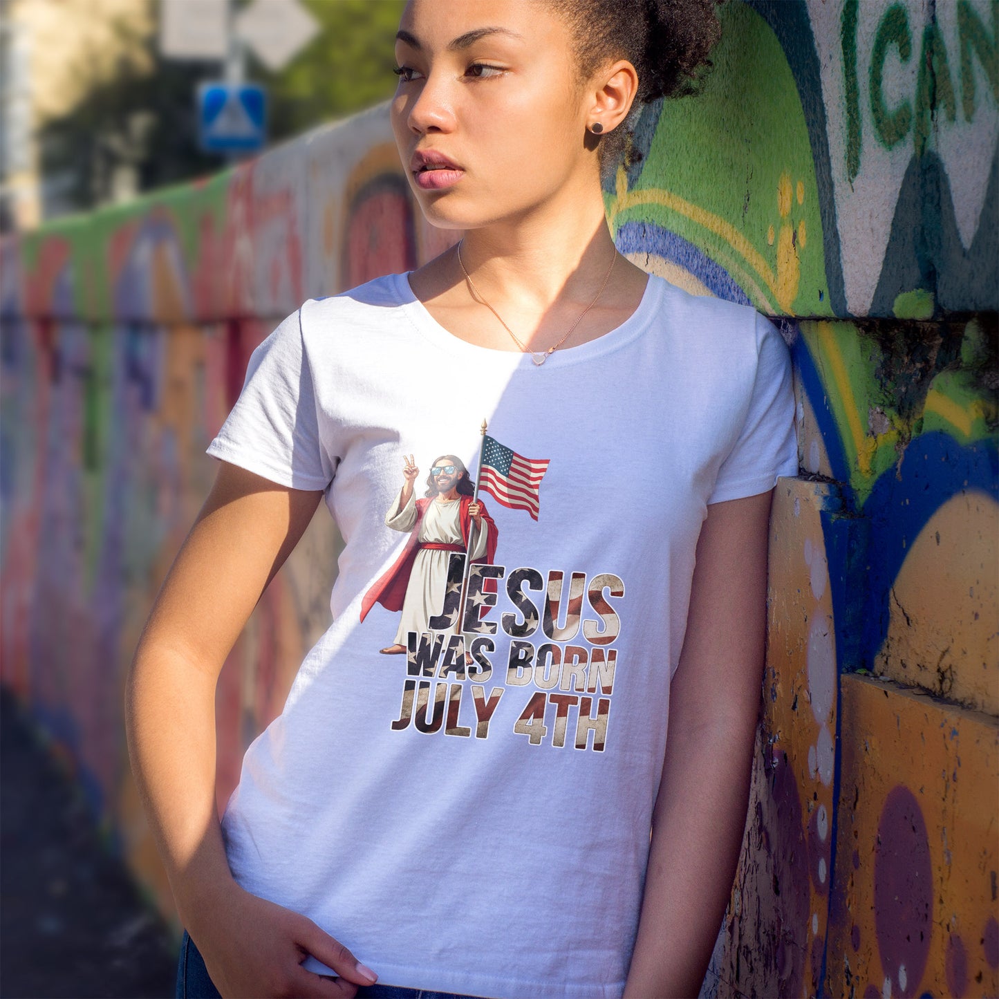 Jesus Was Born July 4th T-Shirt - Patriotic Christian Tee for True Americans