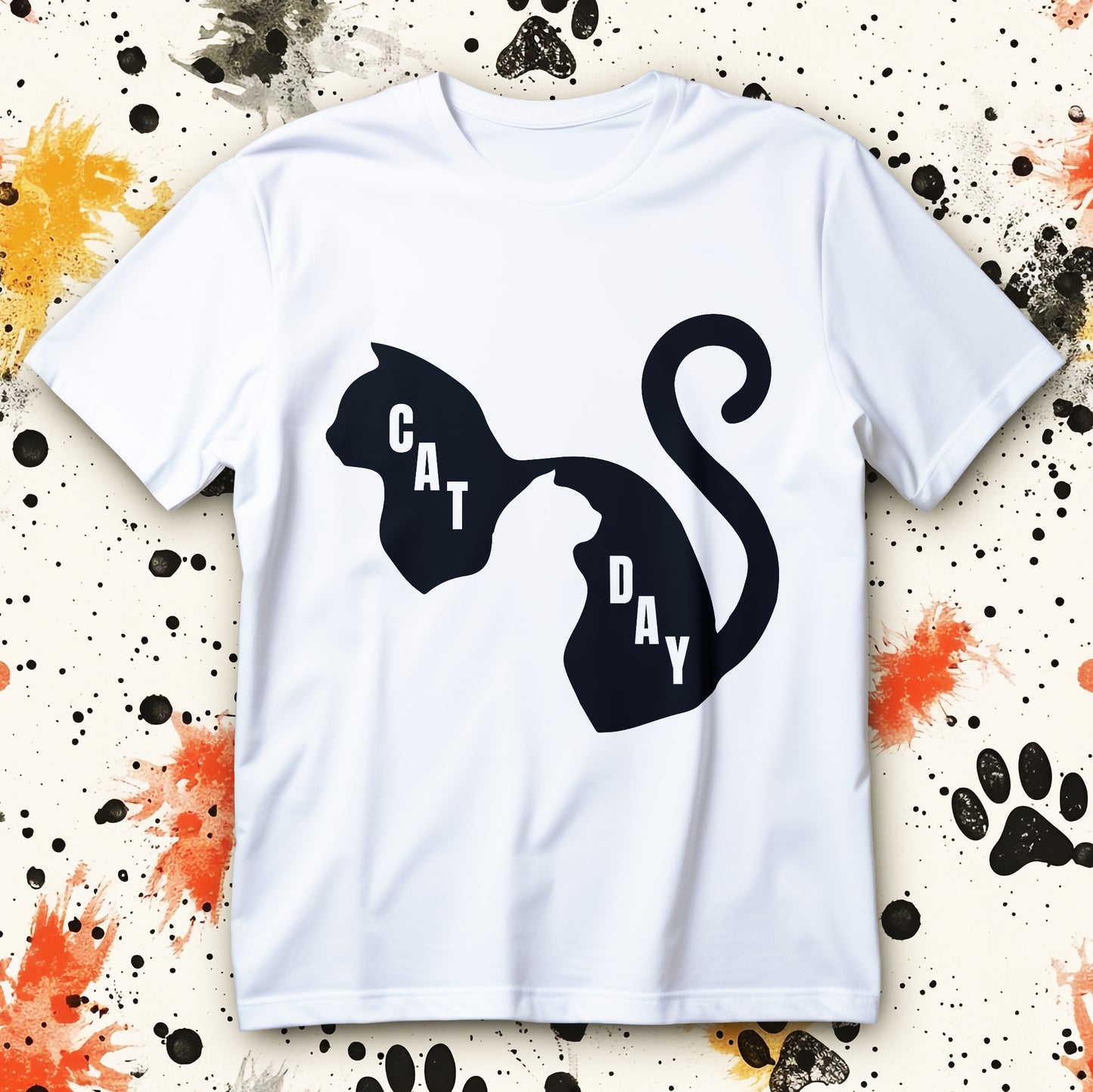 cat day minimalist black cat silhouette unisex t-shirt
