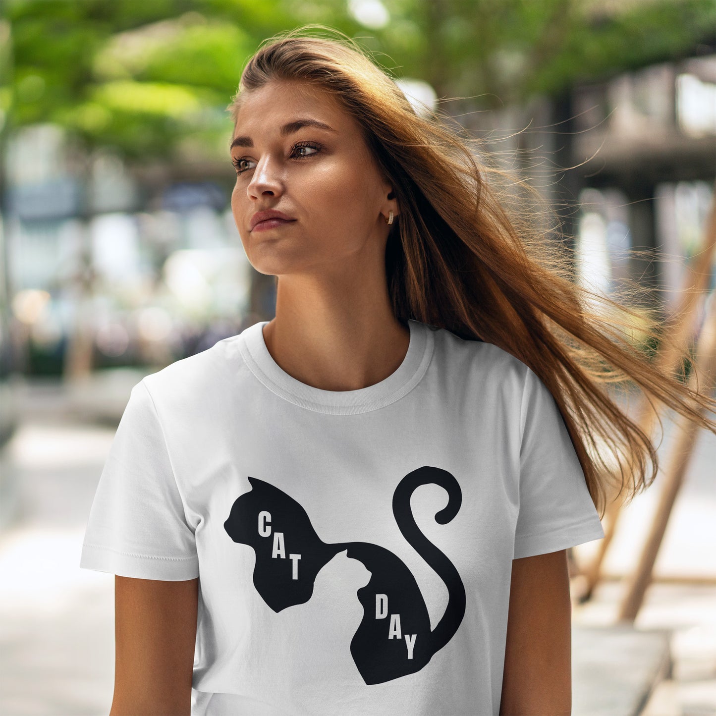 Cat Day Minimalist Black Cat Silhouette T-Shirt