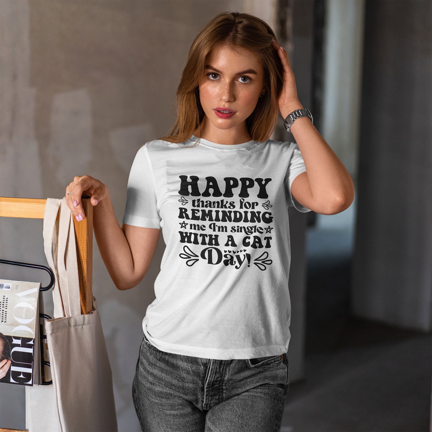 Cattitude Cat T-Shirt - Minimalist Sassy Line Art Tee