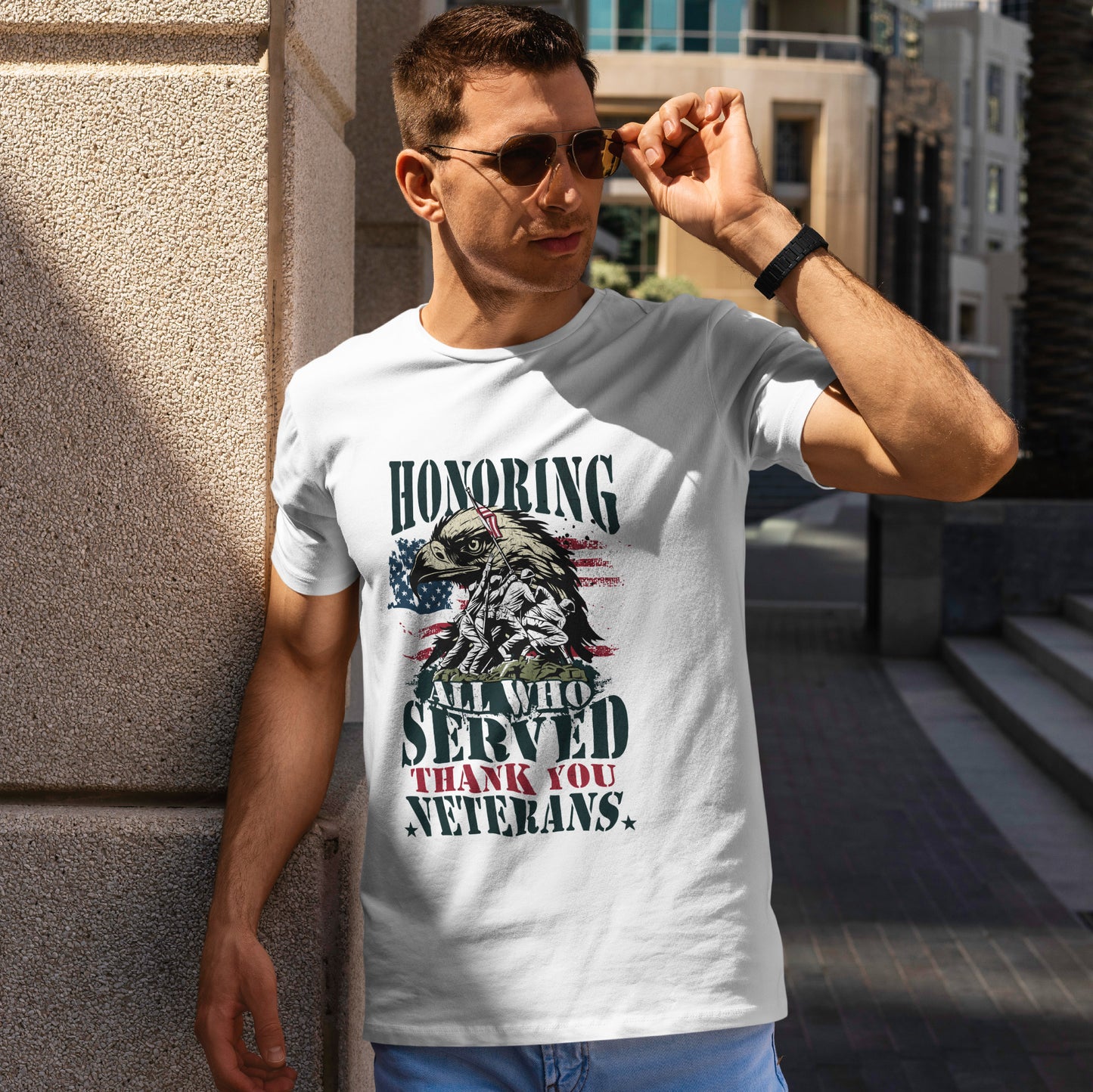 Thank You Veterans T-Shirt - Eagle, Flag & Iwo Jima Tribute Tee
