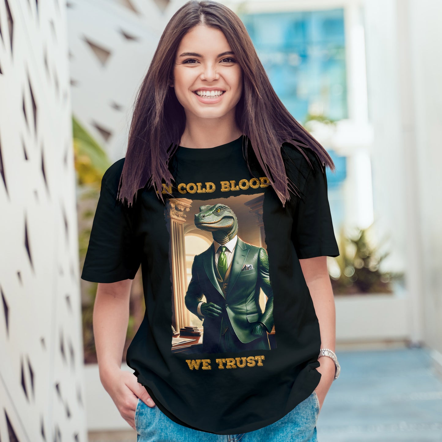 In Cold Blood We Trust Shirt - Reptilian Meme Political Satire Tee