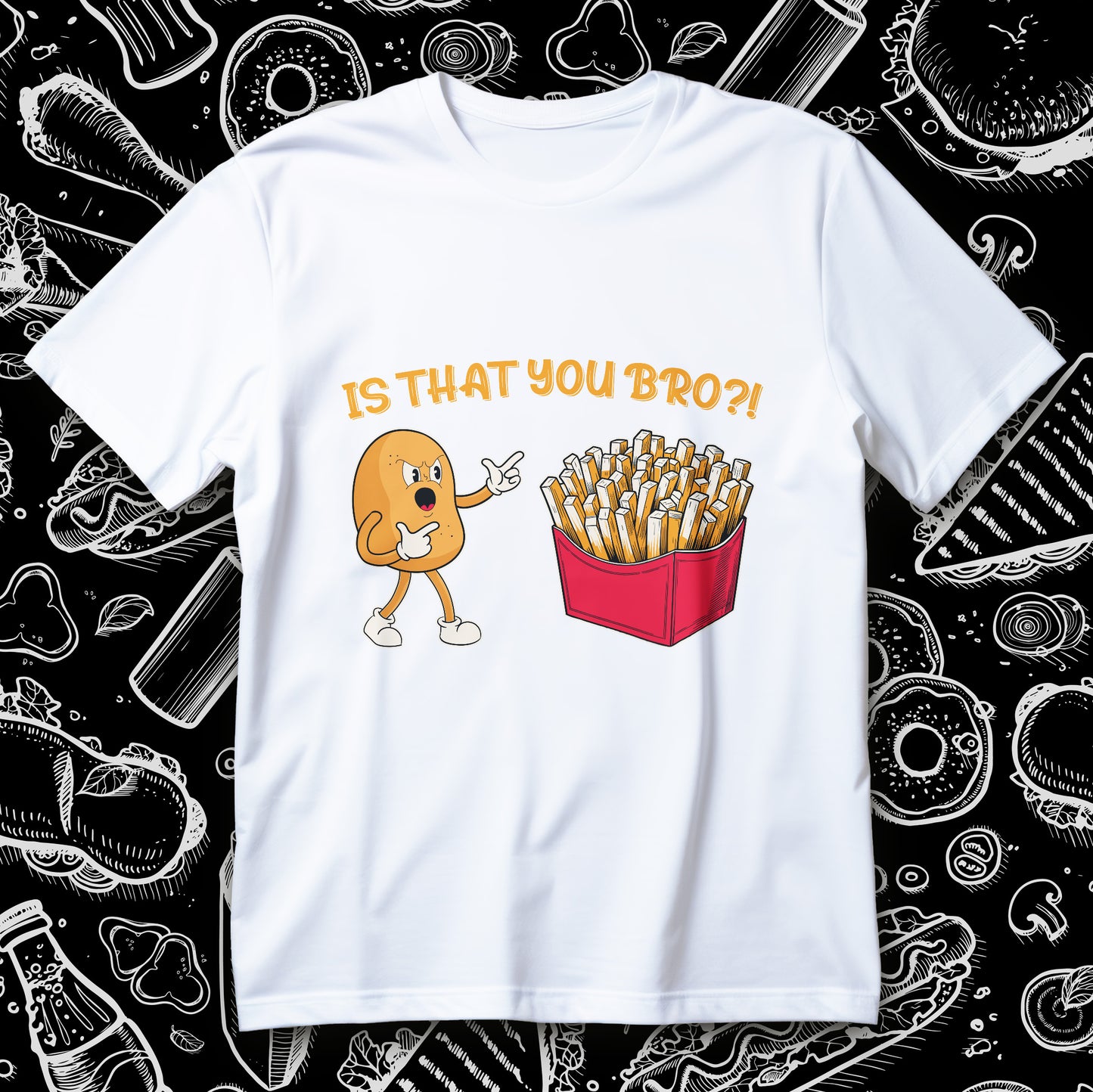 potato vs fries t-shirt - funny food pun kawaii potato and french fries cartoon graphic