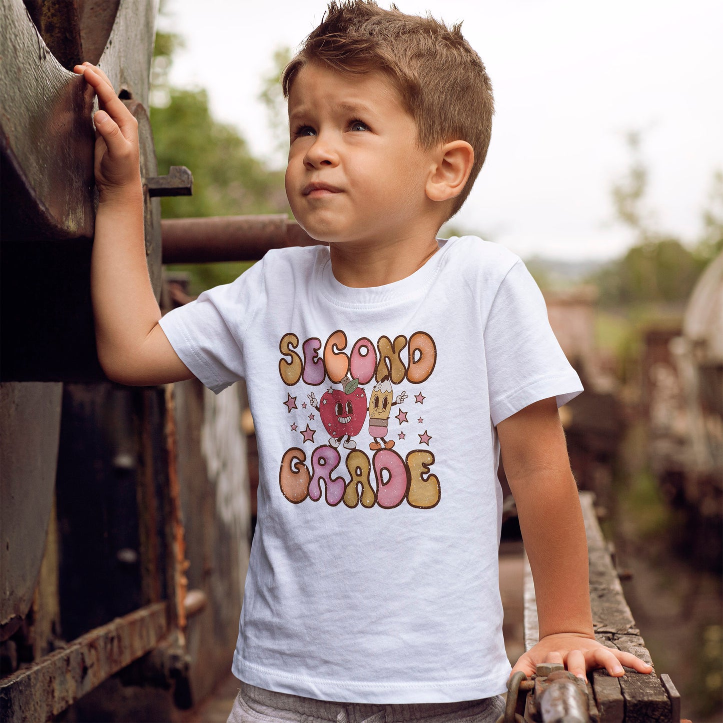Second Grade Bubble Letters T-Shirt | Cute Retro Kawaii Back to School Kids Tee