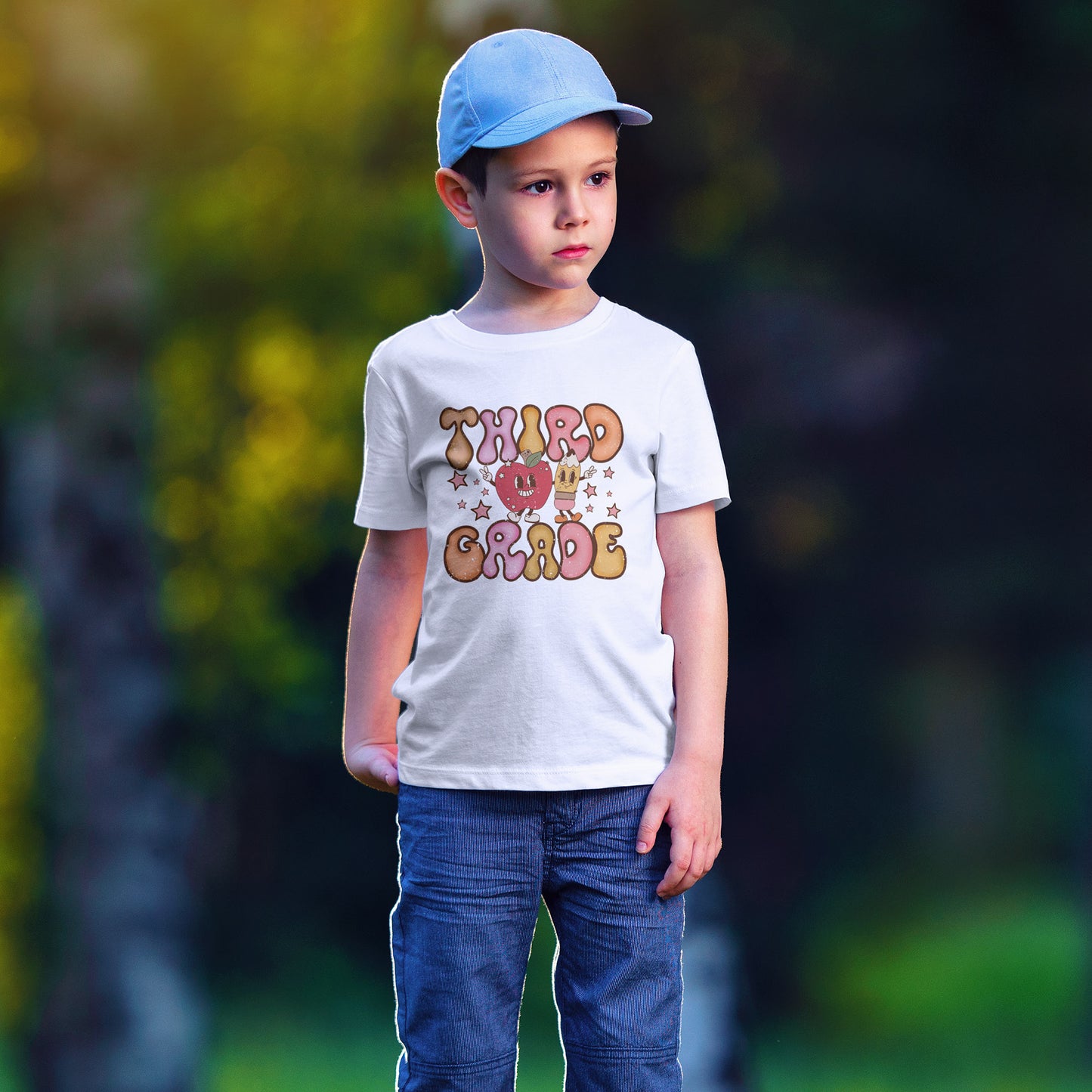 Third Grade Bubble Letters T-Shirt | Cute Retro Back to School Kids Tee