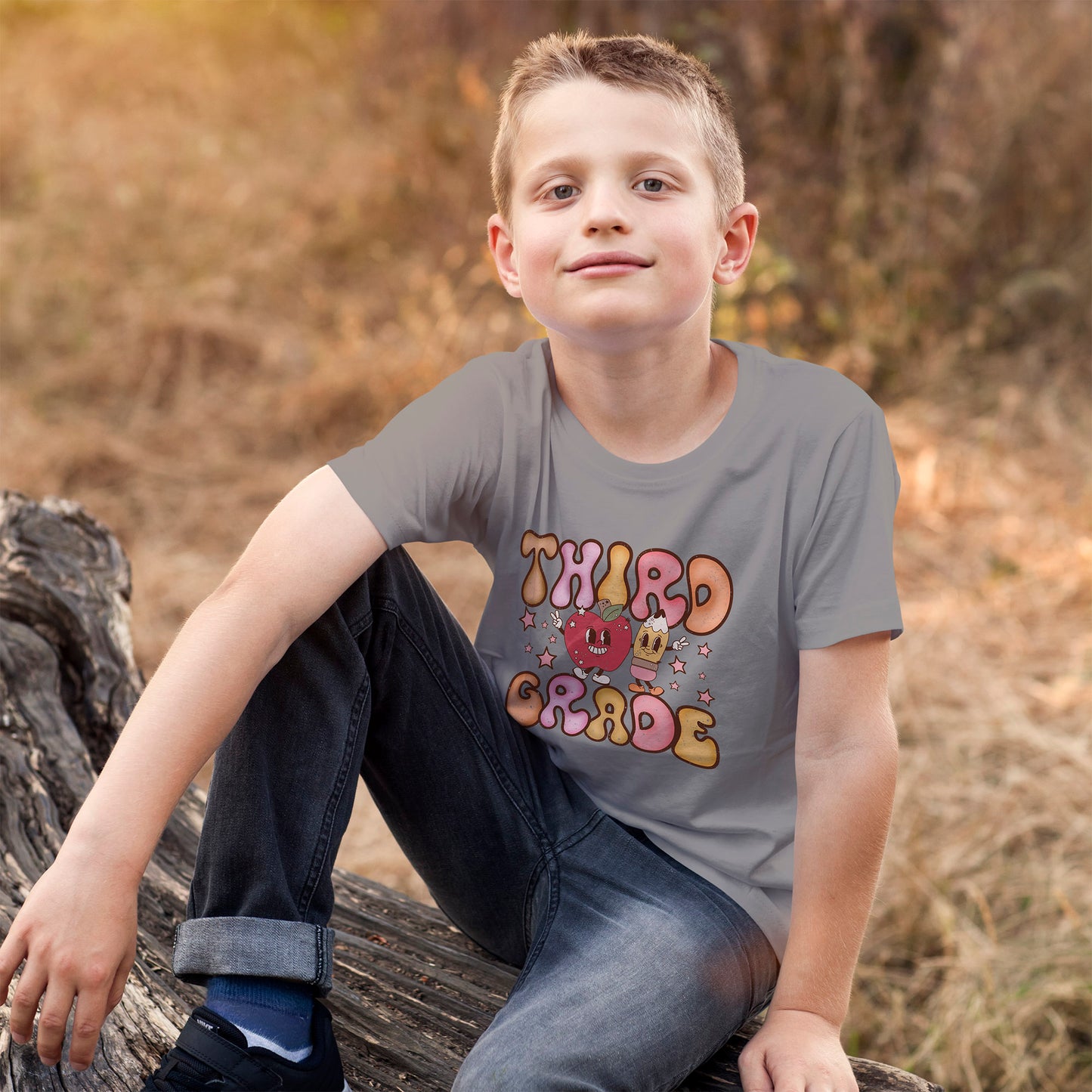 Third Grade Bubble Letters T-Shirt | Cute Retro Back to School Kids Tee