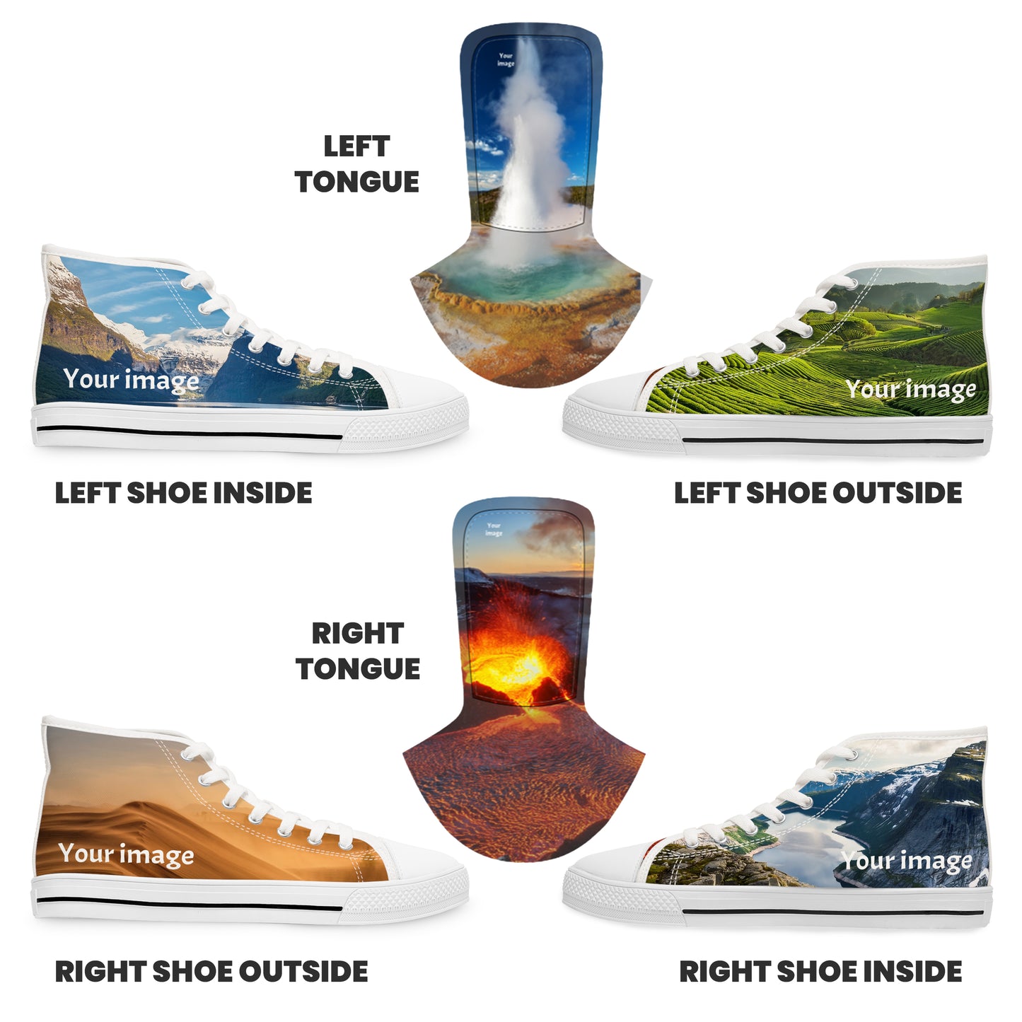 Womens High-Top Photo Sneakers - Personalized Picture Shoes for Her, Absolutely Awesome Custom Artwork on Each Panel