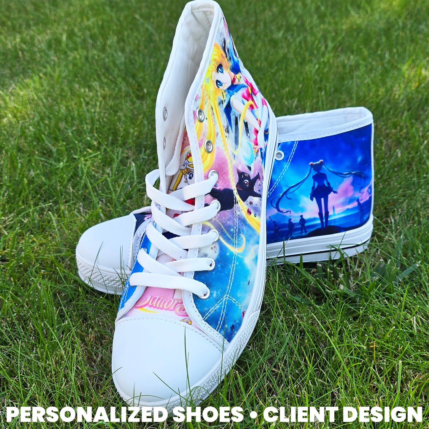 Womens High-Top Photo Sneakers - Personalized Picture Shoes for Her, Absolutely Awesome Custom Artwork on Each Panel