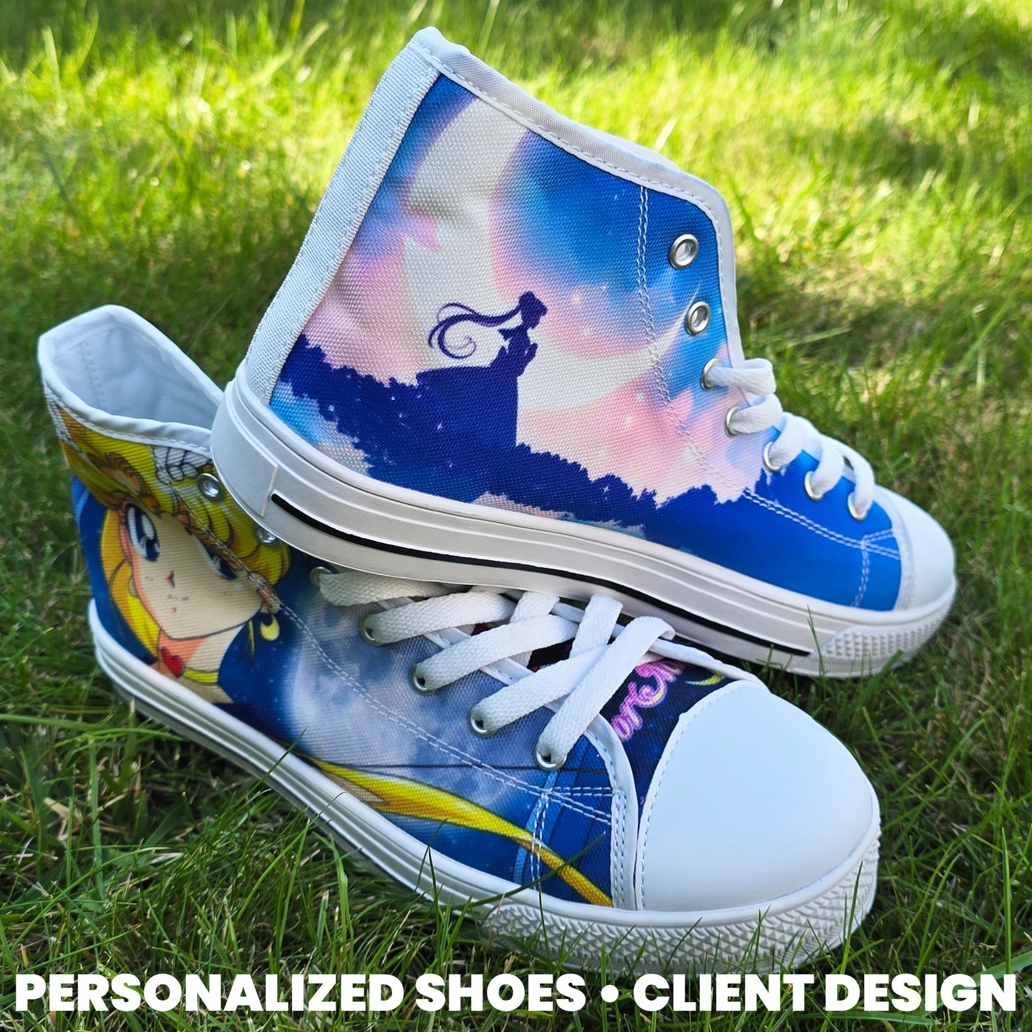 Womens High-Top Photo Sneakers - Personalized Picture Shoes for Her, Absolutely Awesome Custom Artwork on Each Panel