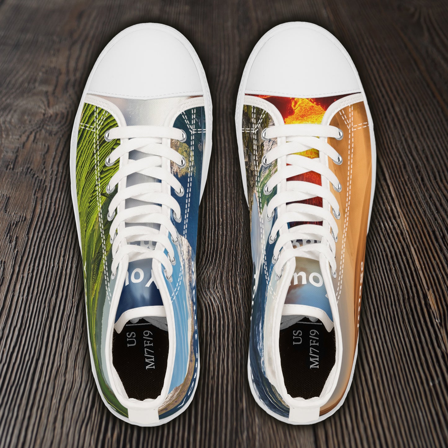 Womens High-Top Photo Sneakers - Personalized Picture Shoes for Her, Absolutely Awesome Custom Artwork on Each Panel