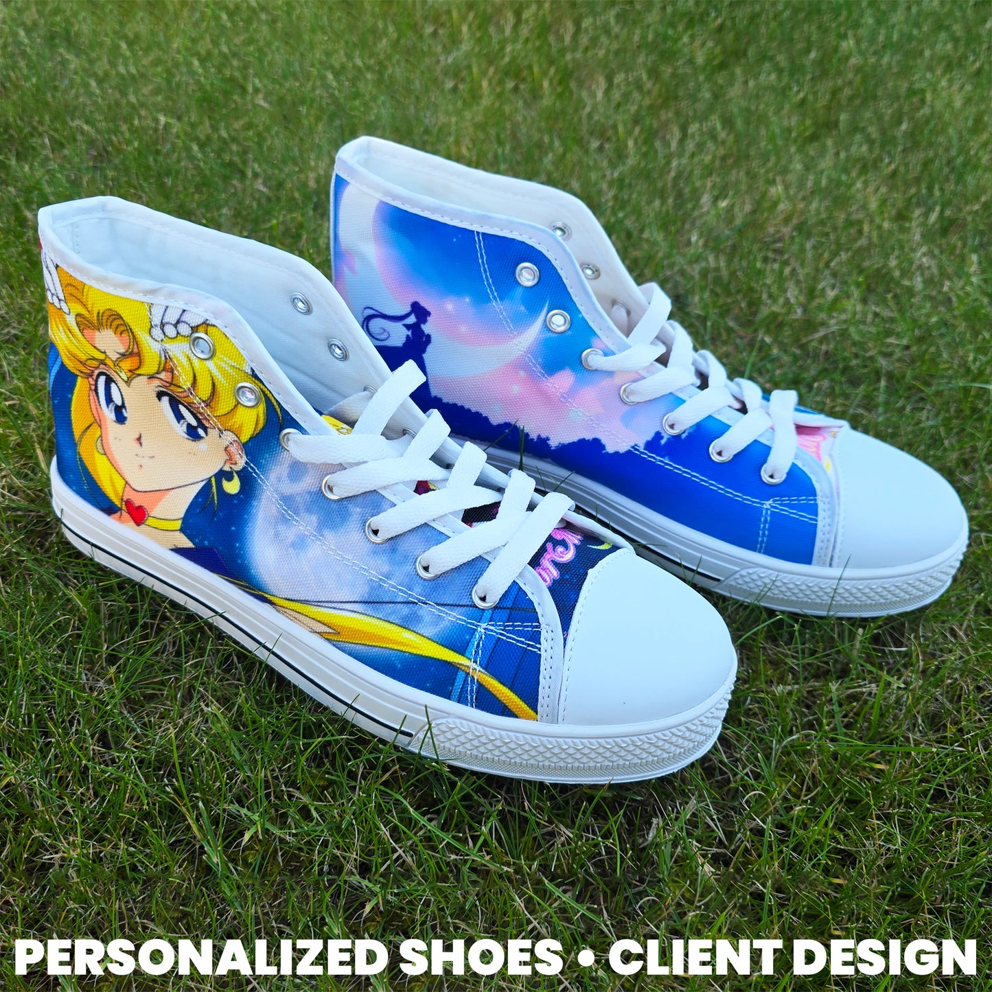 Womens High-Top Photo Sneakers - Personalized Picture Shoes for Her, Absolutely Awesome Custom Artwork on Each Panel