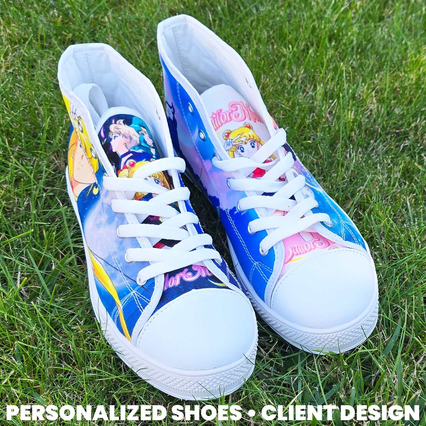 Womens High-Top Photo Sneakers - Personalized Picture Shoes for Her, Absolutely Awesome Custom Artwork on Each Panel