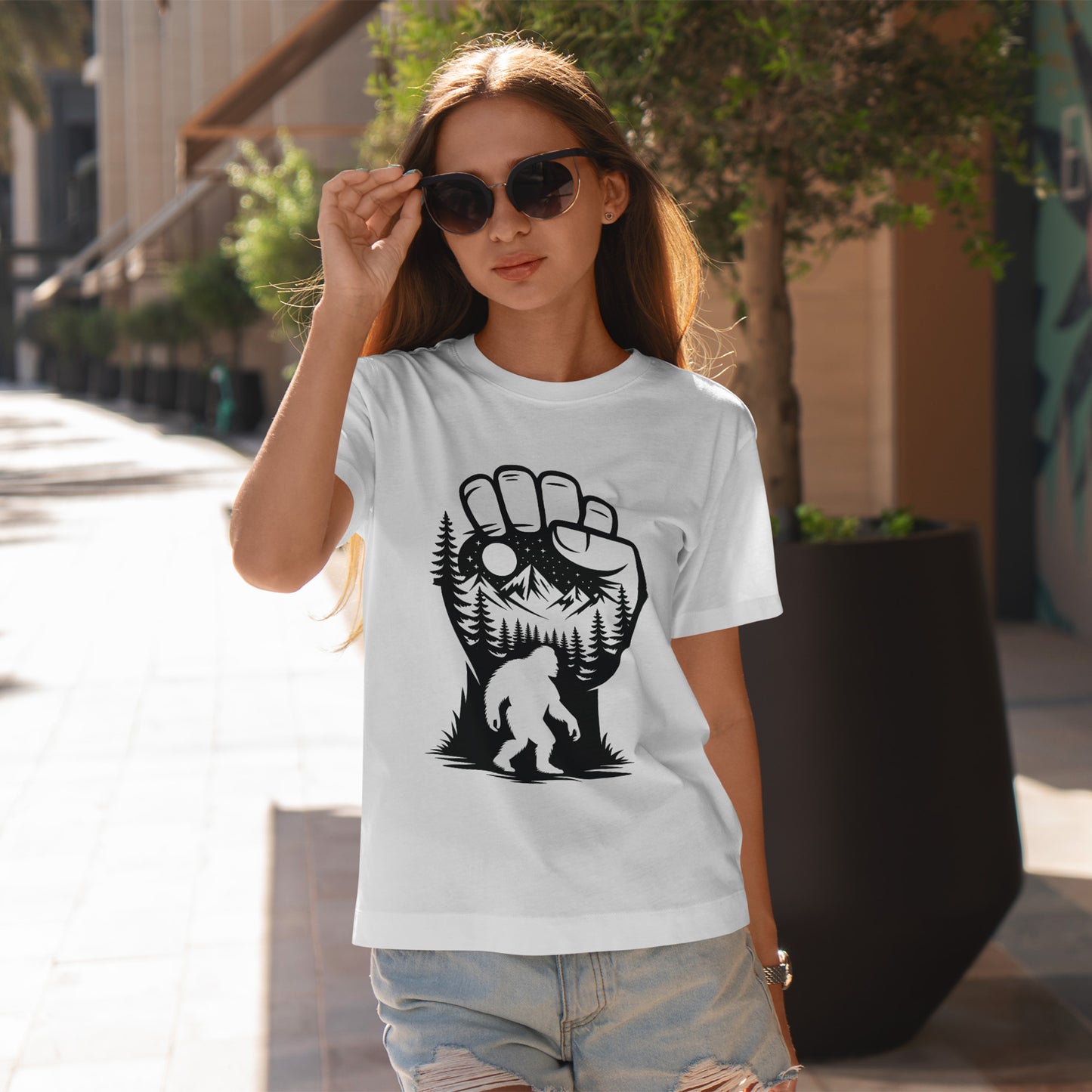 Bigfoot Forest Silhouette T-Shirt - Sasquatch Mountain Tee