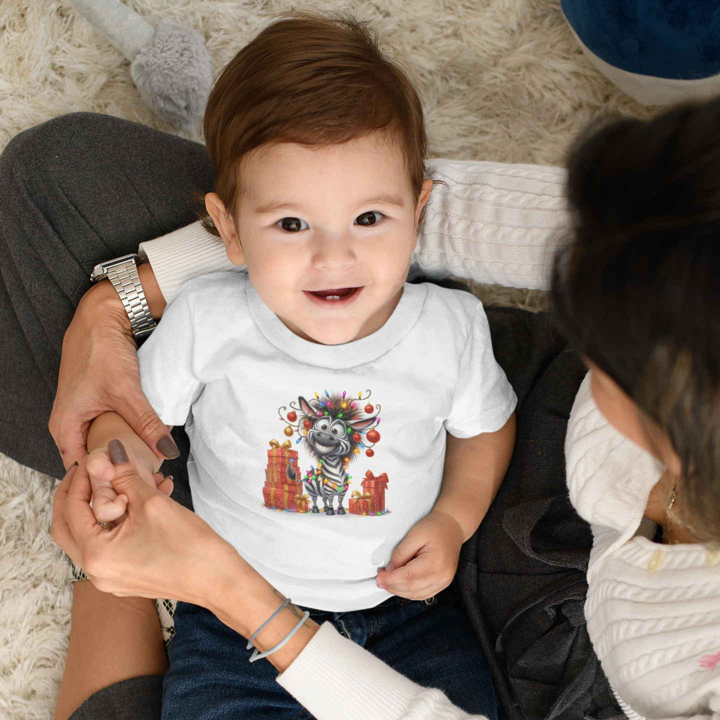 Baby Zebra Christmas Lights Infant T-Shirt – Funny Safari Holiday Tee