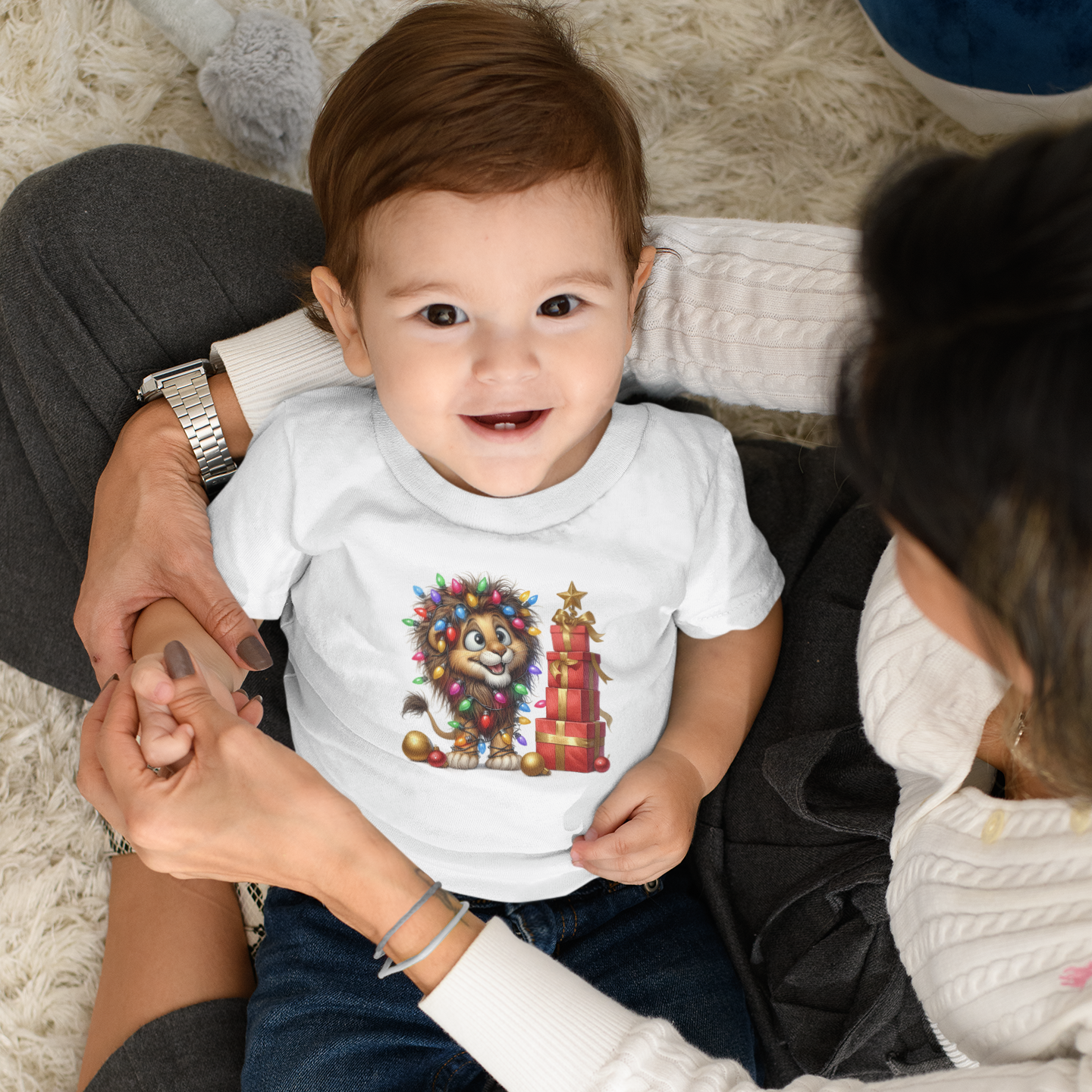 Baby Lion Christmas Lights Infant T-Shirt – Safari Holiday Outfit