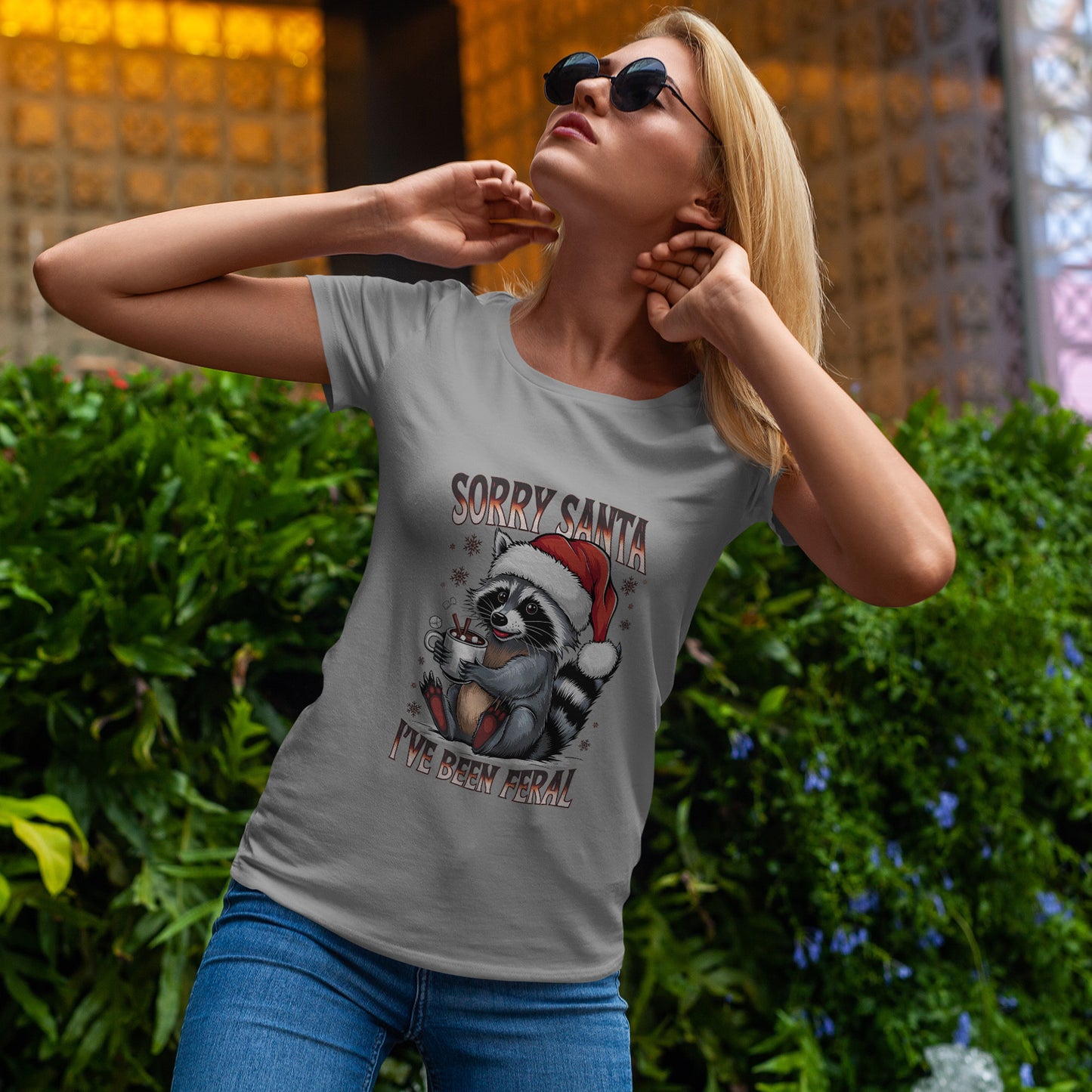 Sorry Santa I've Been Feral Shirt - Funny Raccoon Christmas Tee