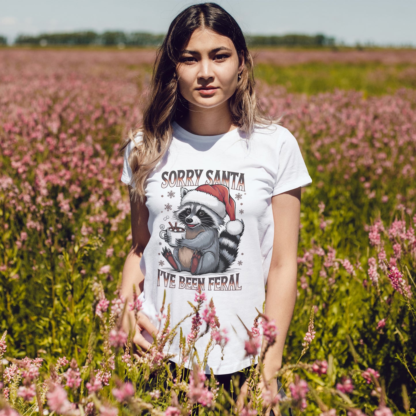 Sorry Santa I've Been Feral Shirt - Funny Raccoon Christmas Tee