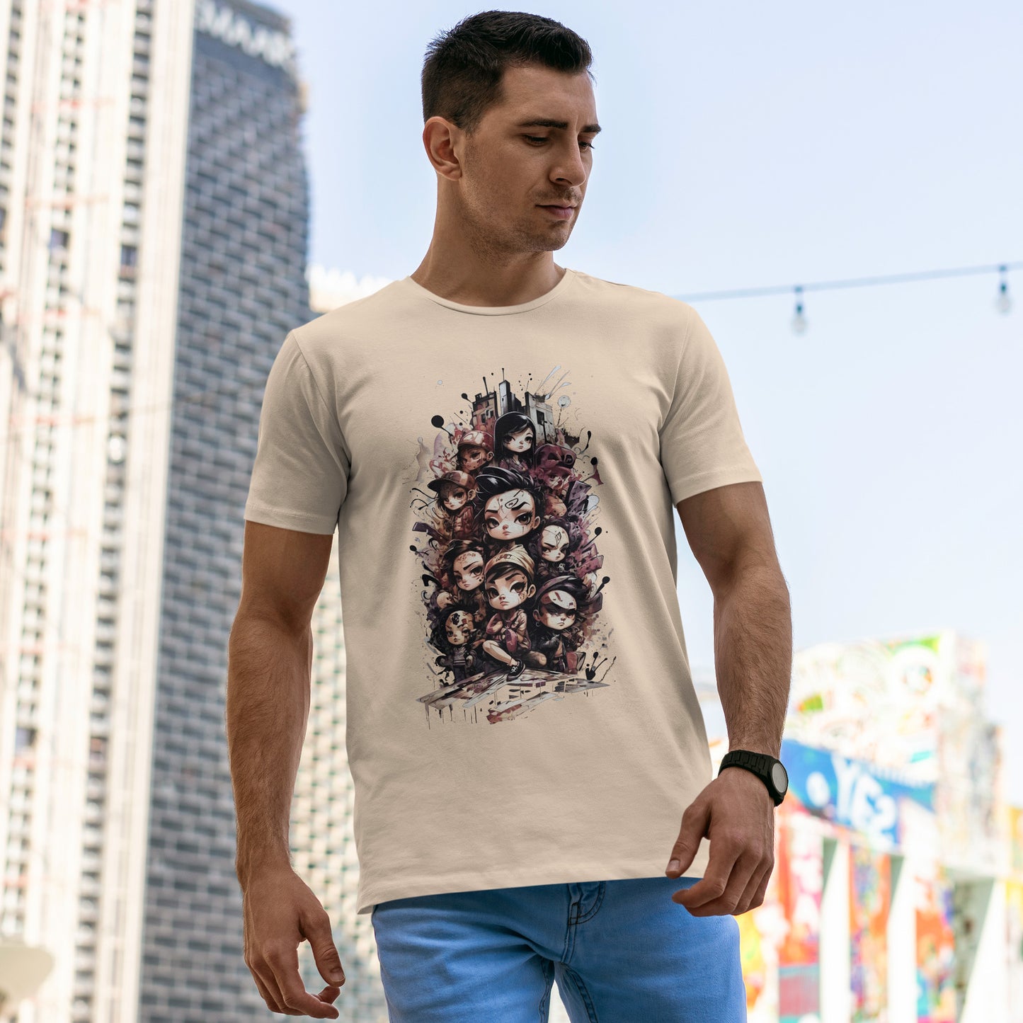 Urban Chibi Crew Anime Shirt - Graffiti Streetwear Manga Tee