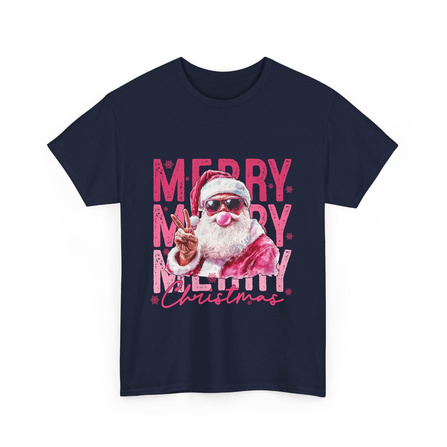Cool Santa Bubblegum T-Shirt - Pink Merry Christmas Tee