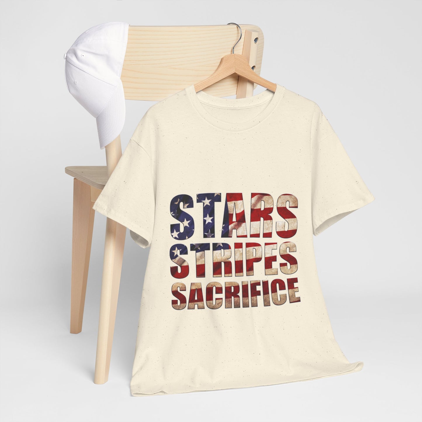 Stars Stripes Sacrifice T-Shirt - Patriotic Veteran USA Flag Tee