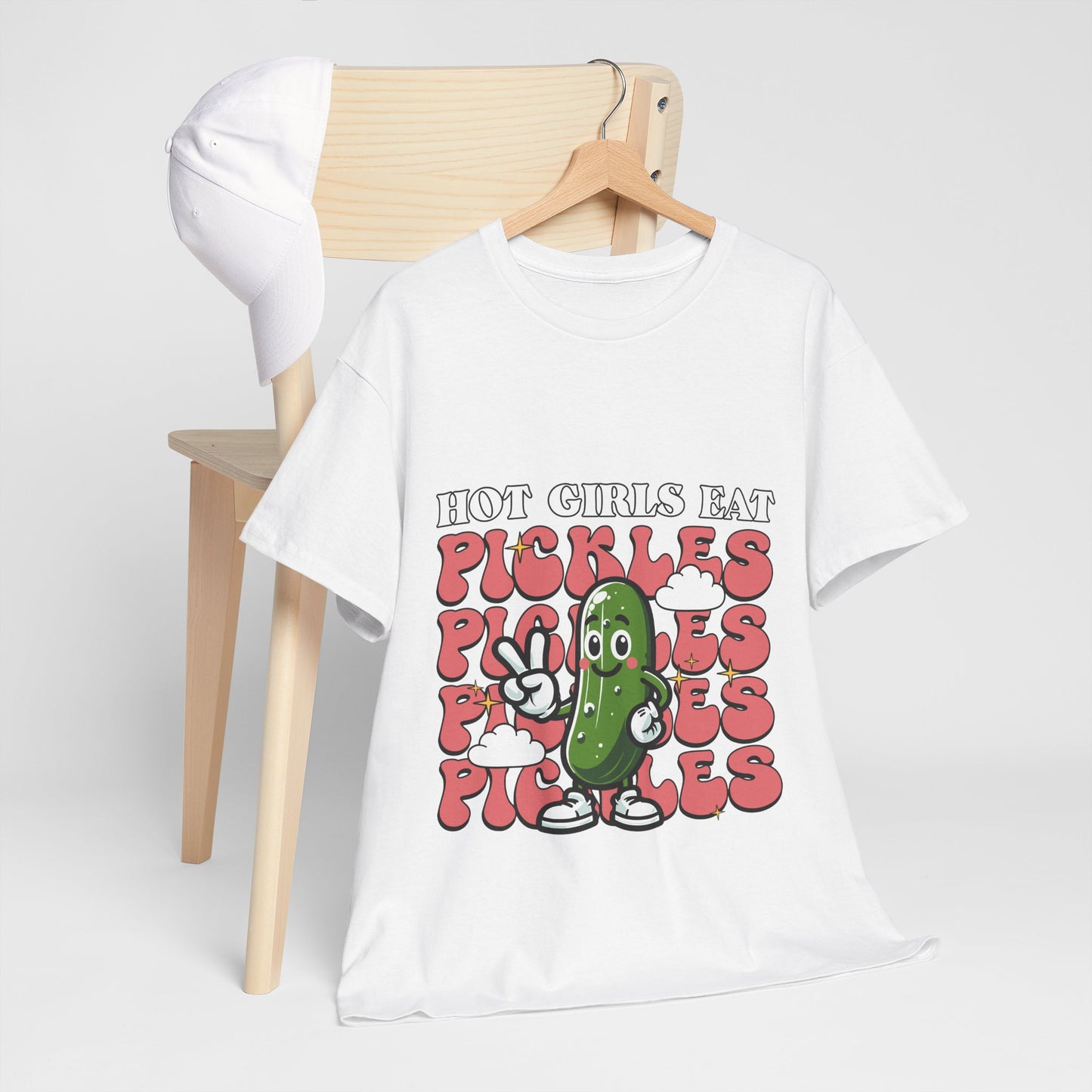 Hot Girls Eat Pickles Shirt - Funny Pickle Lover Gift for Women, Trendy Cartoon Cucumber Tee, Retro Food Humor T-Shirt
