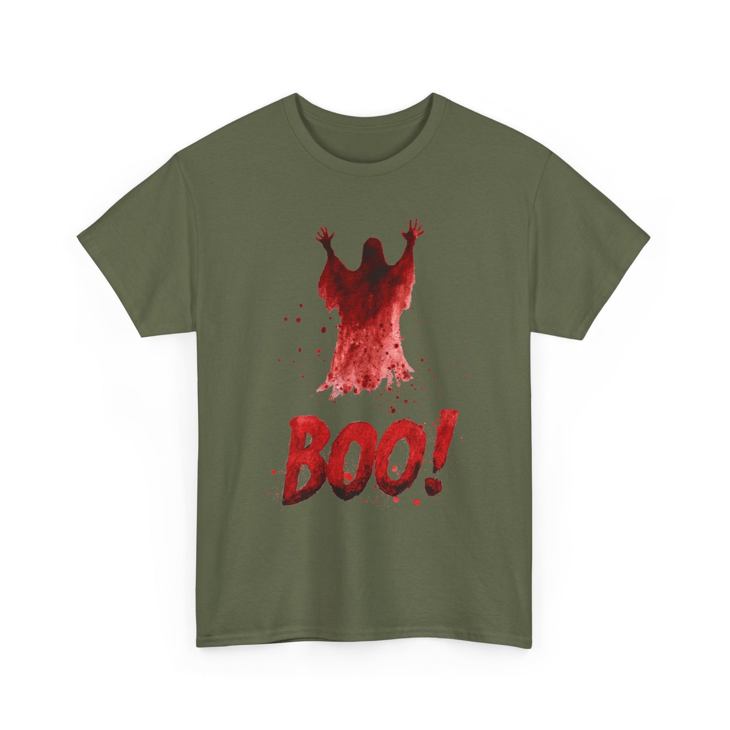 Boo Ghost Halloween T-Shirt - Red Spirit Blood Splatter Horror Tee