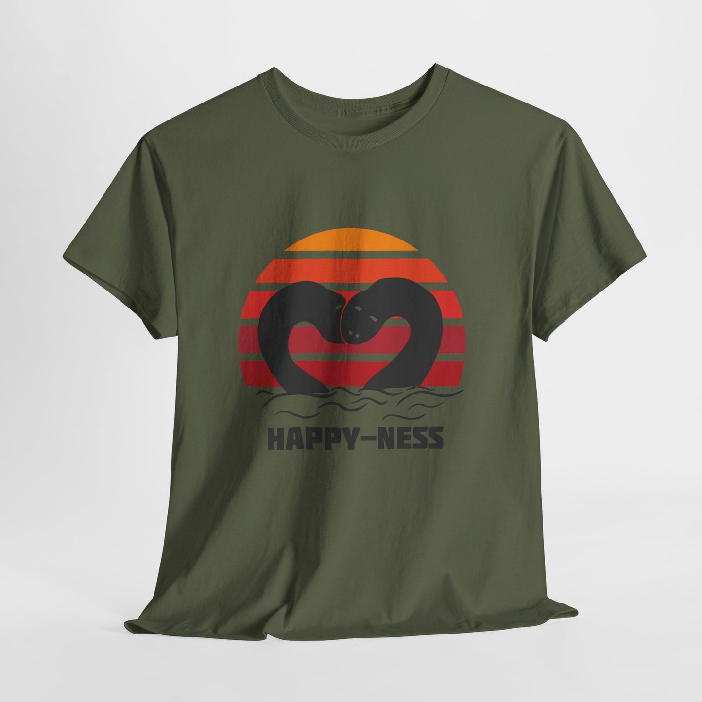 Happy-Ness Loch Ness Shirt - Cute Nessie Heart Retro Sunset Tee - Scotland Souvenir