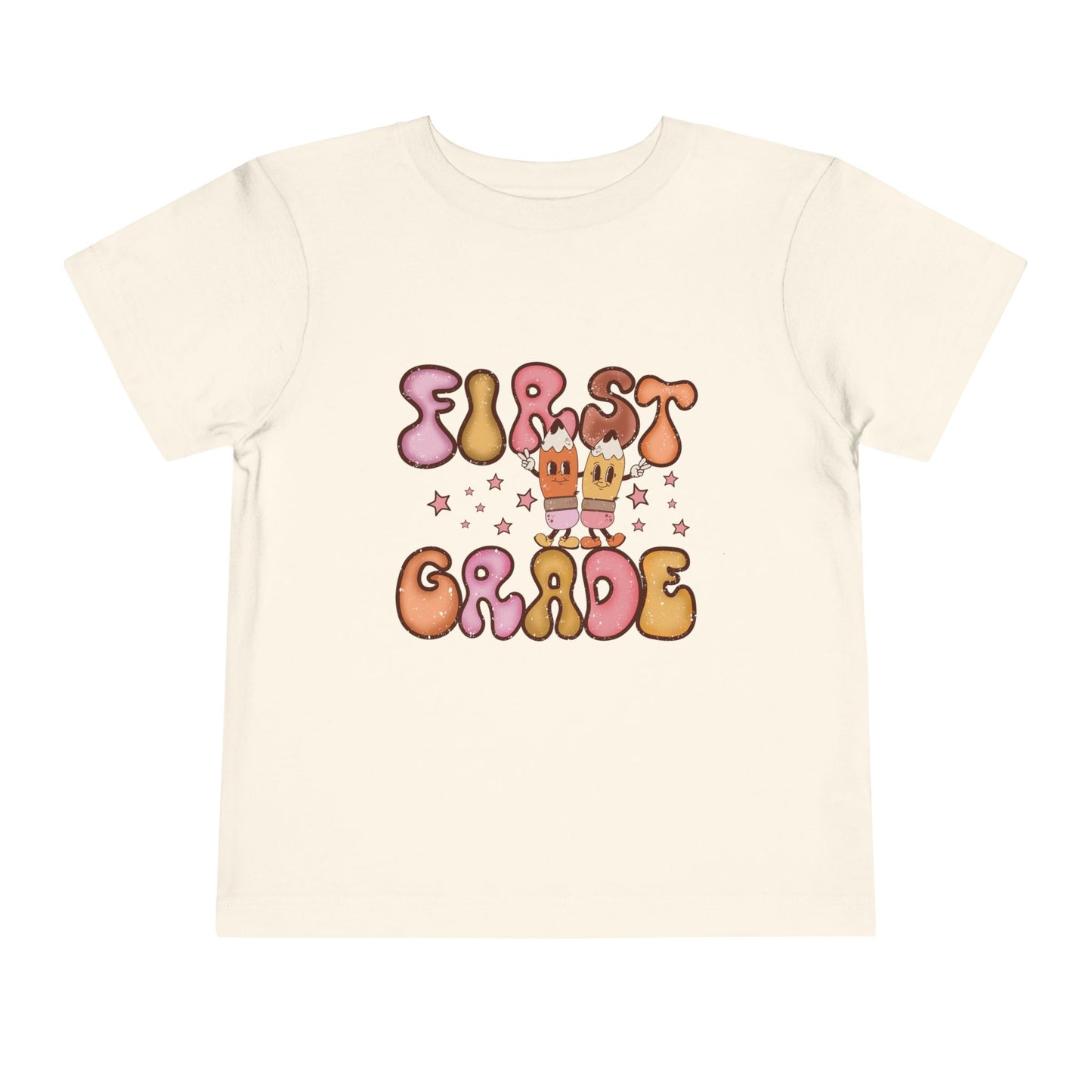First Grade Bubble Letters T-Shirt | Cute Retro Back to School Kids Tee