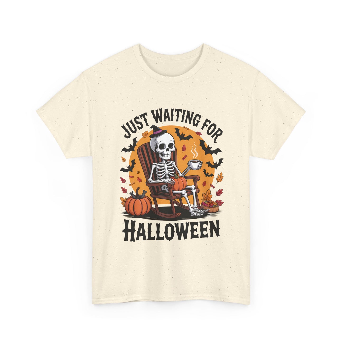 Just Waiting for Halloween T-Shirt - Skeleton Coffee Autumn Vibes Tee