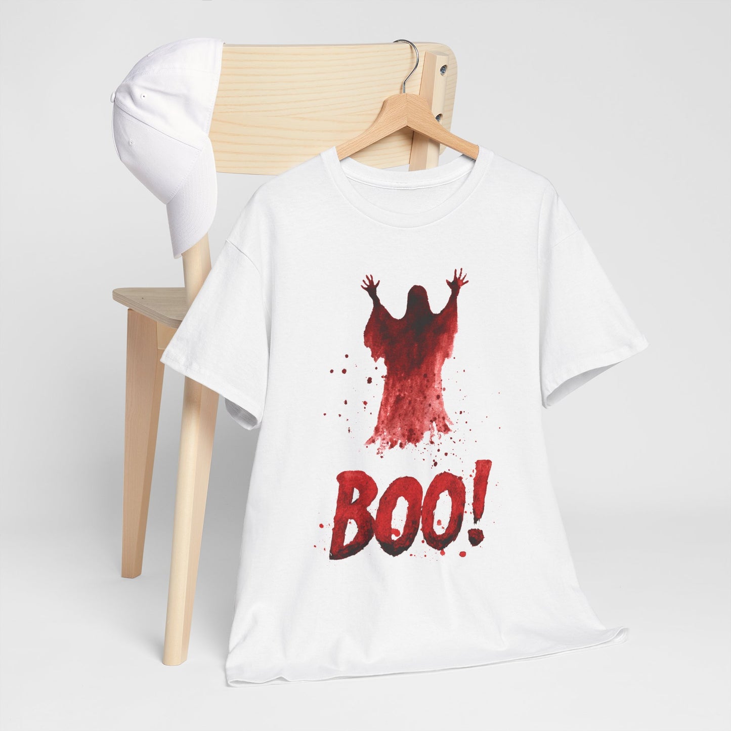 Boo Ghost Halloween T-Shirt - Red Spirit Blood Splatter Horror Tee
