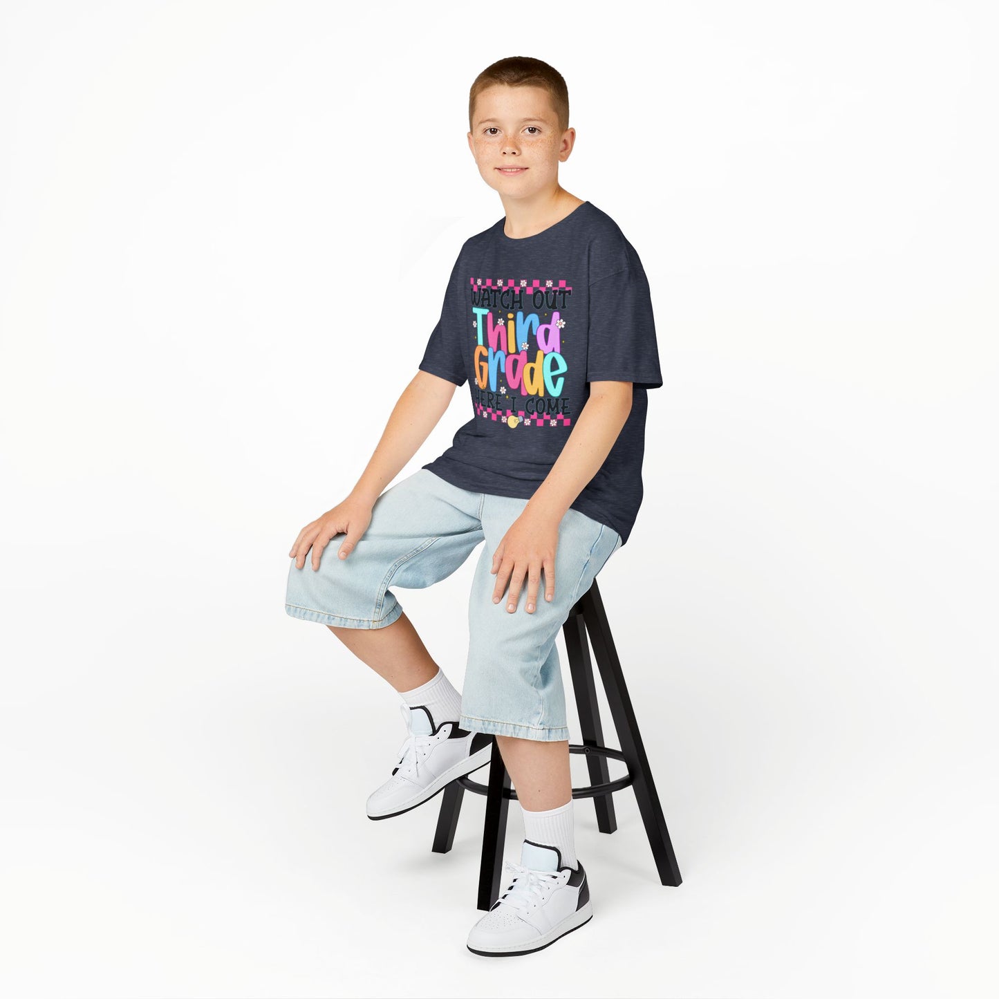 Watch Out Third Grade Shirt - Colorful Kids Back to School Tee, Heavy Cotton T-Shirt for 3rd Grade, First Day of School Outfit