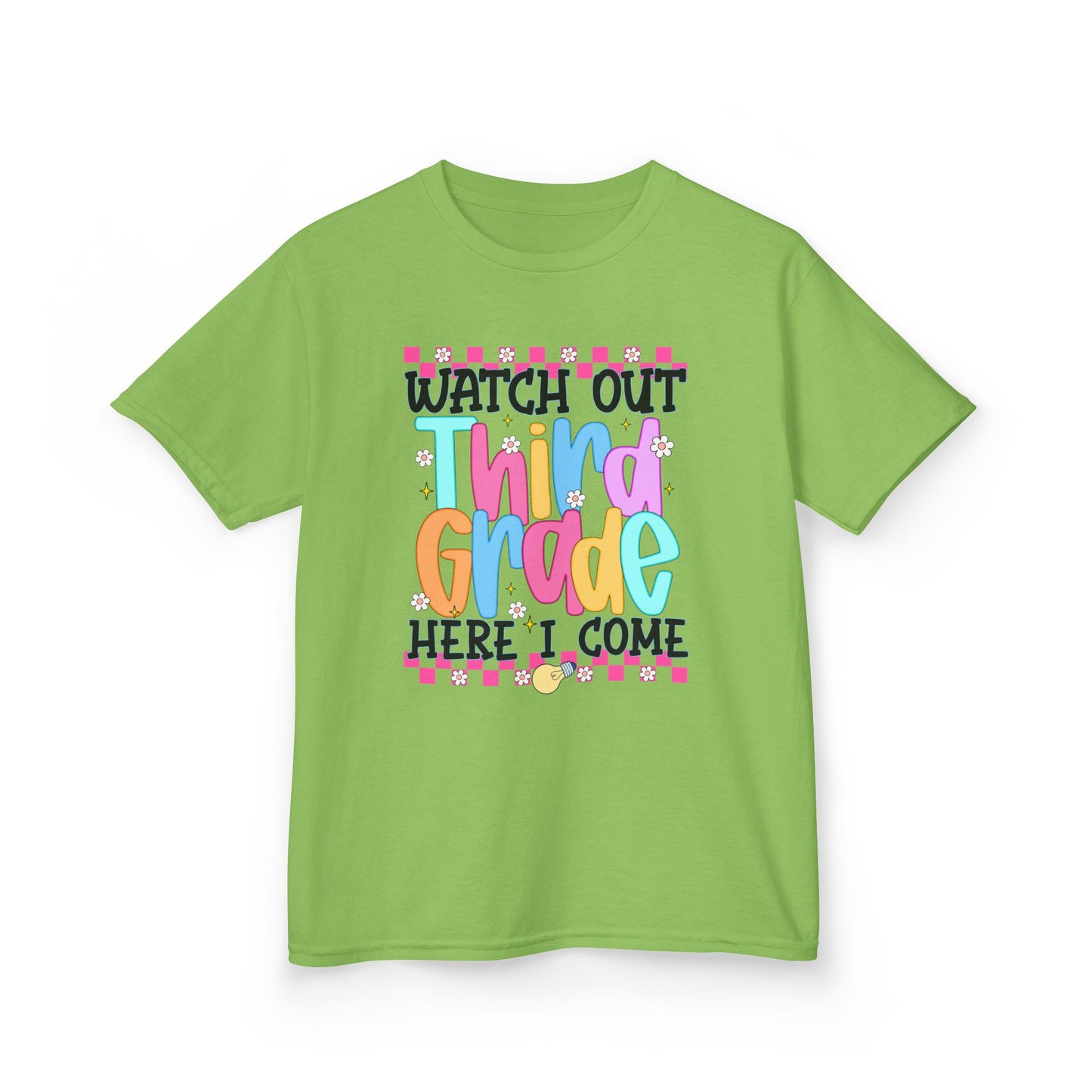 Watch Out Third Grade Shirt - Colorful Kids Back to School Tee, Heavy Cotton T-Shirt for 3rd Grade, First Day of School Outfit