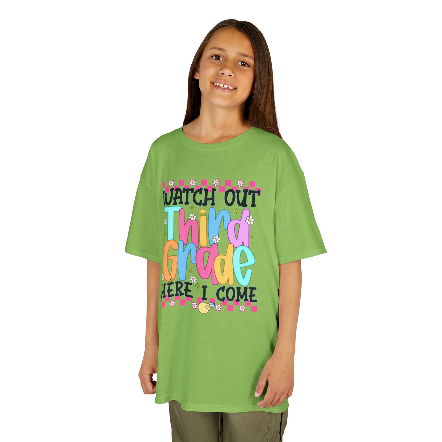 Watch Out Third Grade Shirt - Colorful Kids Back to School Tee, Heavy Cotton T-Shirt for 3rd Grade, First Day of School Outfit