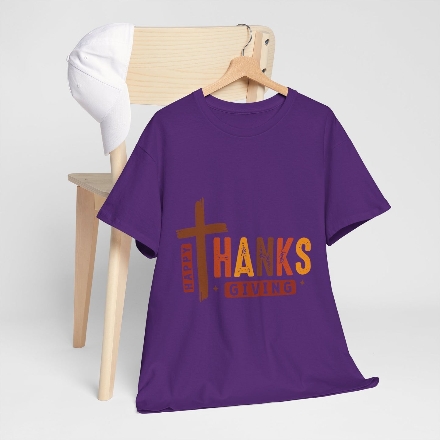 Christian Thanksgiving T-Shirt - Faith-Based “THANKS” Cross Jesus Tee
