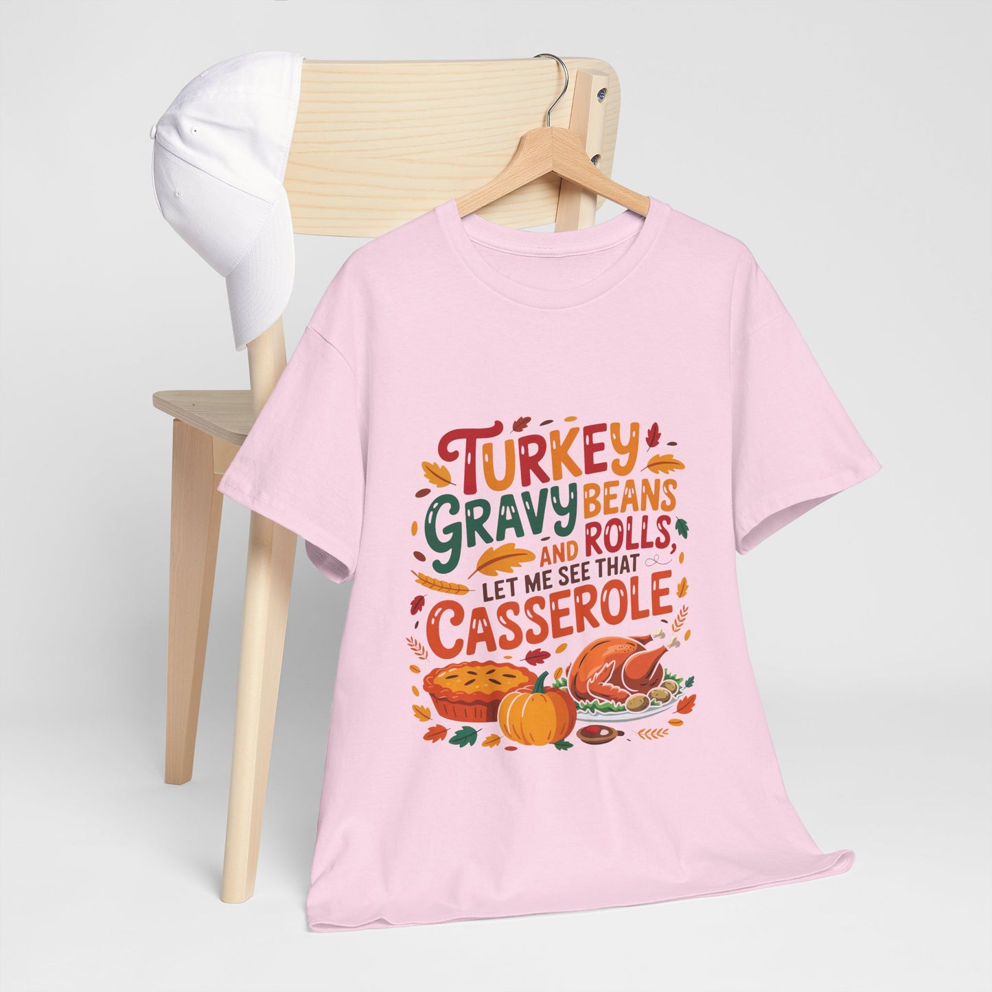 Thanksgiving Casserole T-Shirt - Funny Turkey Gravy Beans & Rolls Foodie Tee