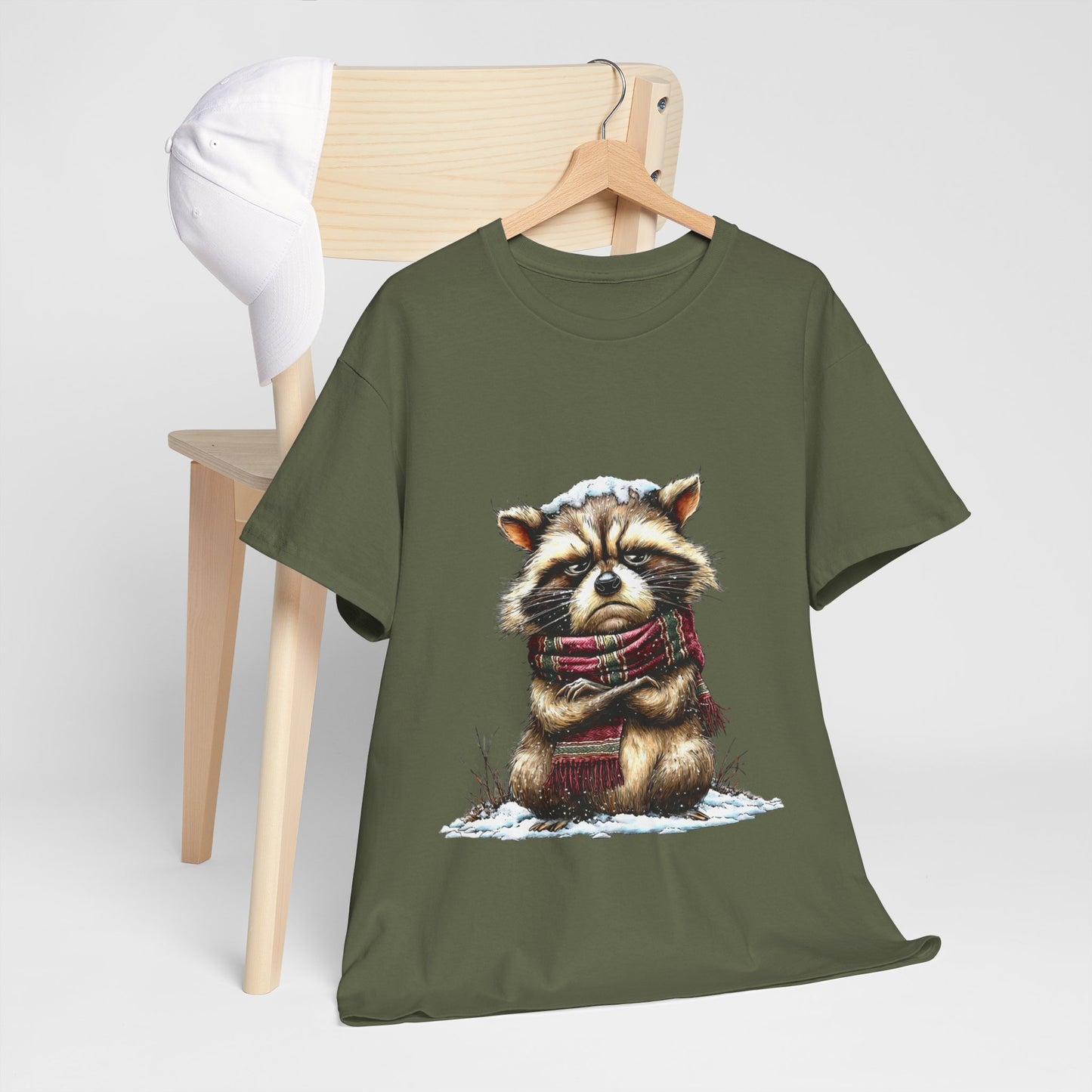 Grumpy Winter Raccoon Shirt - Funny Cozy Scarf Trash Panda Tee