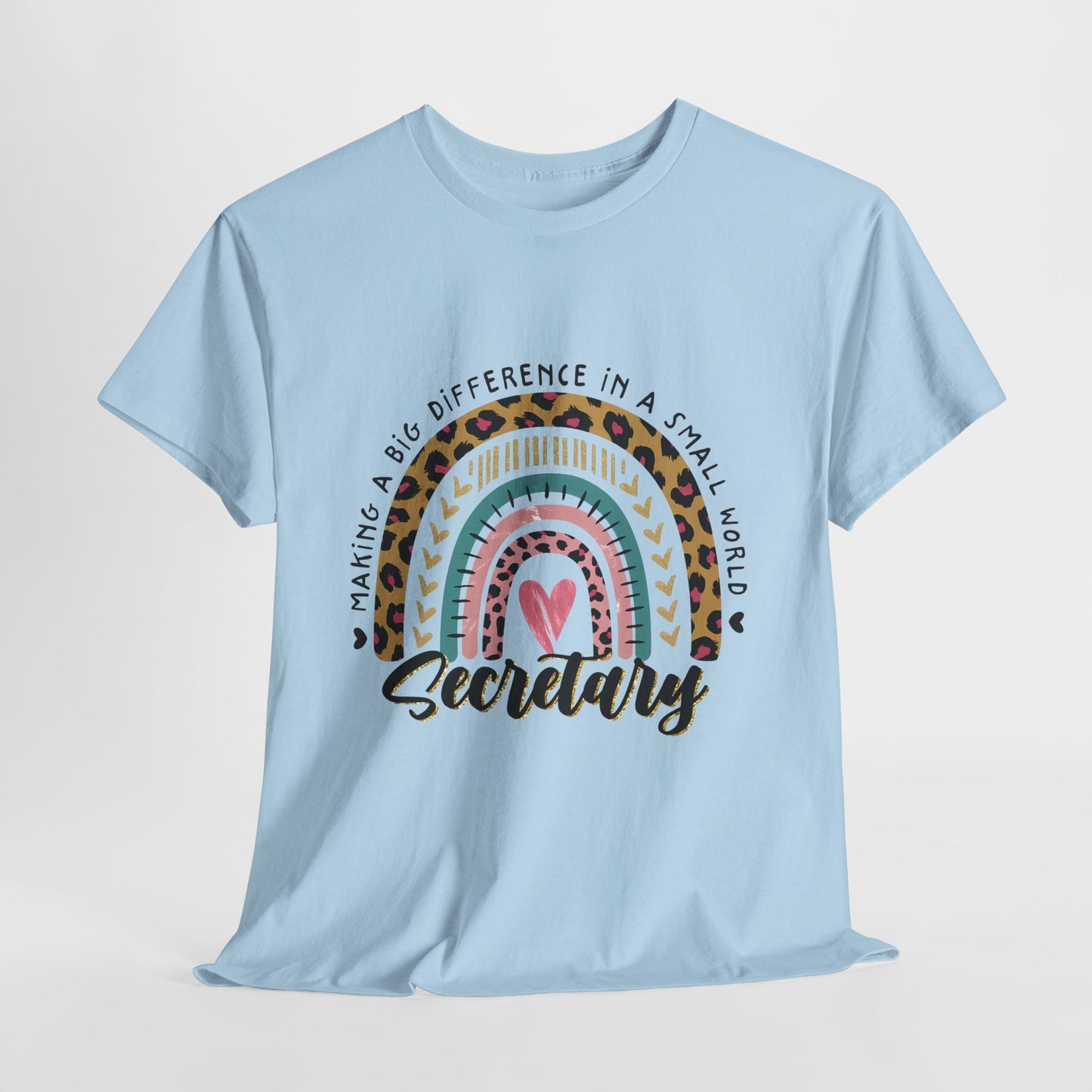 Secretary Rainbow Shirt - Cute Leopard Print Office Tee for Secretaries, Glam Animal Print Heart Gift, Boho Office Assistant T-Shirt