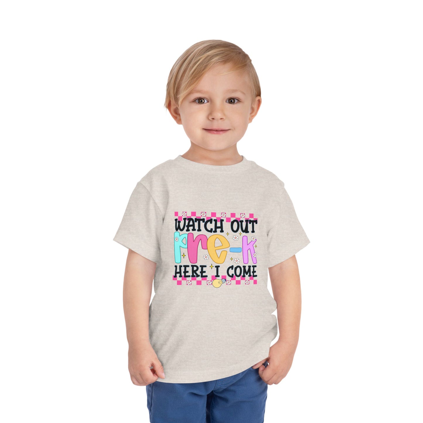 Watch Out Pre-K Shirt - Cute Toddler Back to School Tee, Preschool Here I Come Shirt for Kids, Colorful First Day of Pre-K Outfit