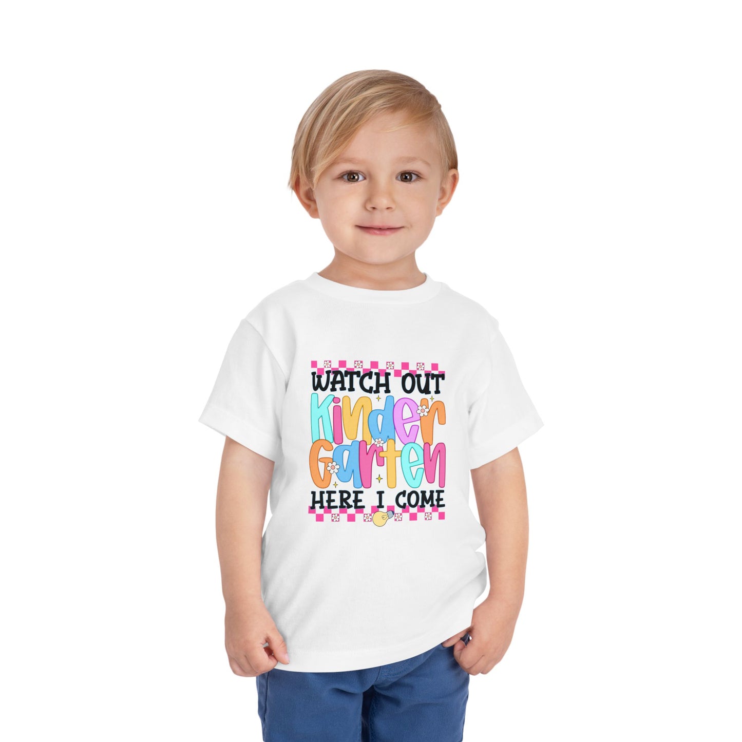 Watch Out Kindergarten Shirt - Fun Toddler Back to School Tee, Colorful First Day of Kindergarten Outfit, Here I Come Shirt for Kids