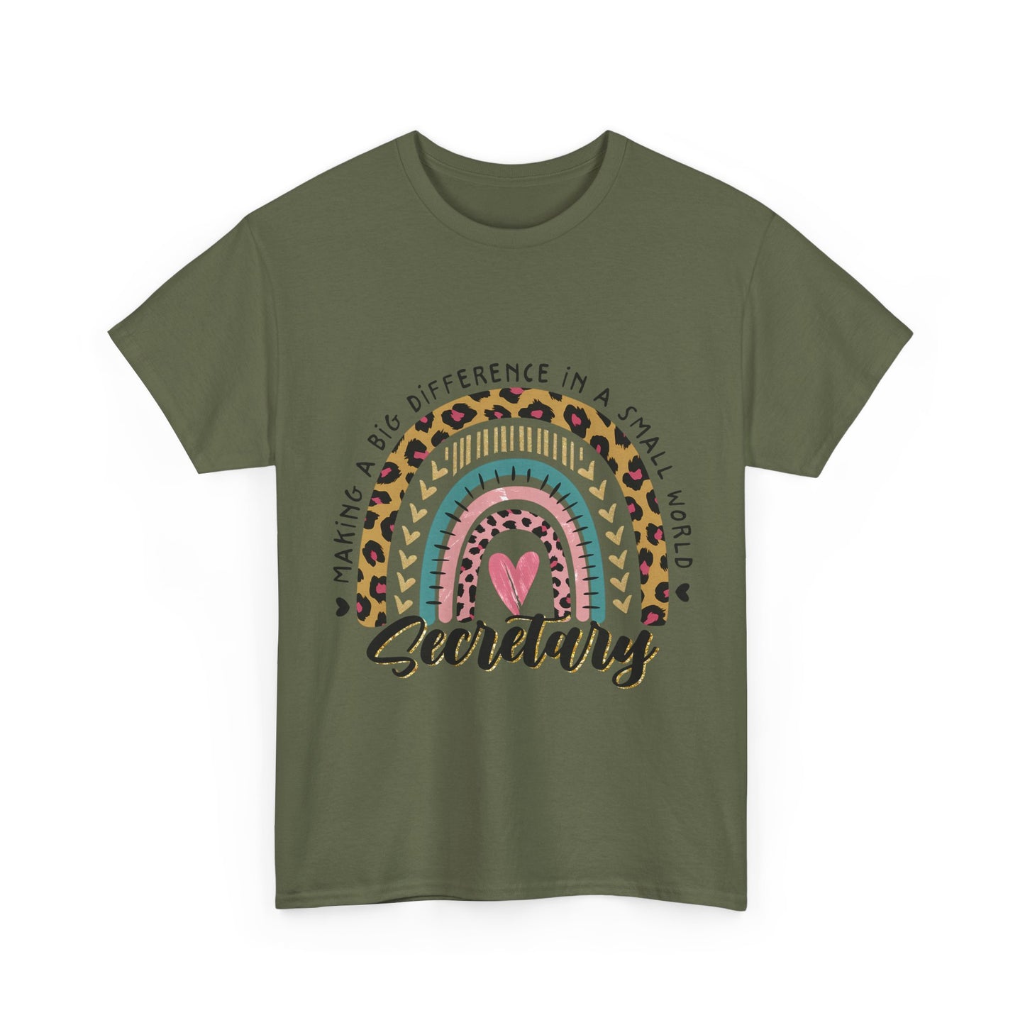 Secretary Rainbow Shirt - Cute Leopard Print Office Tee for Secretaries, Glam Animal Print Heart Gift, Boho Office Assistant T-Shirt