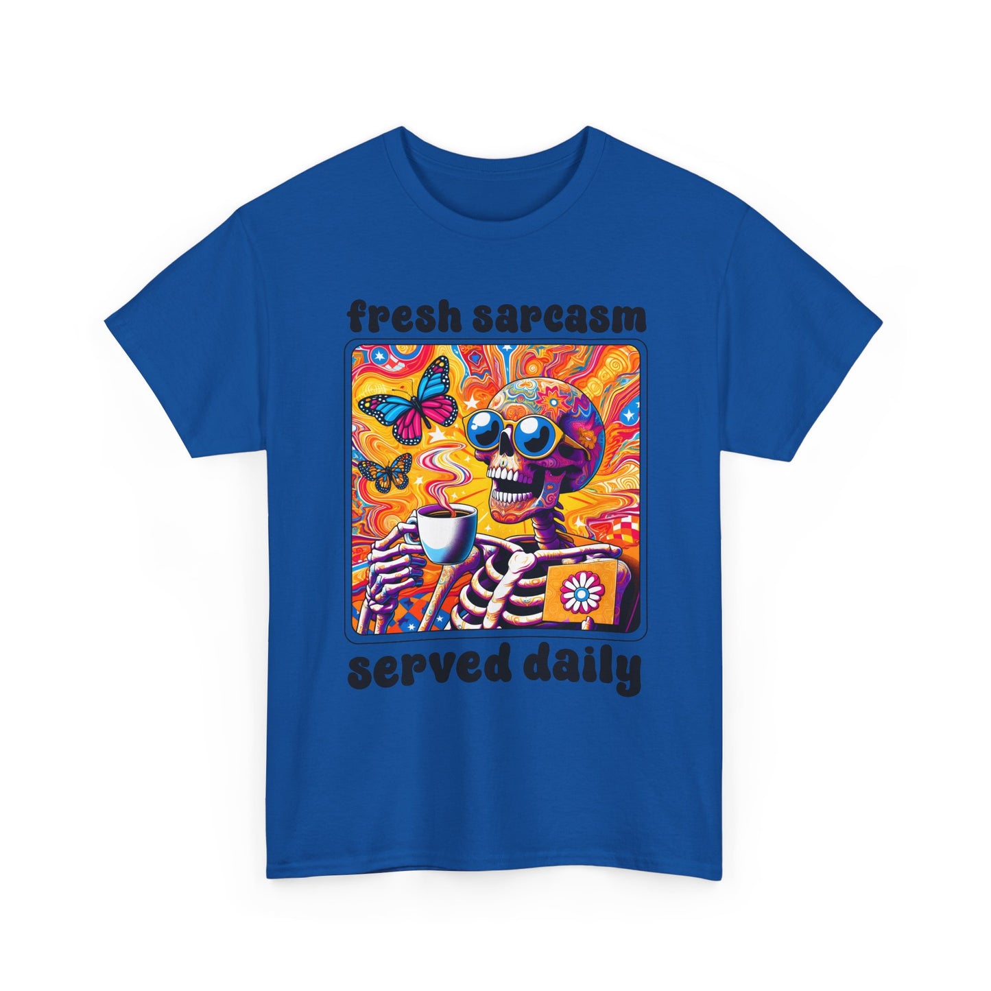 Psychedelic Coffee Skeleton T-Shirt - Trippy Boho Butterfly Tee