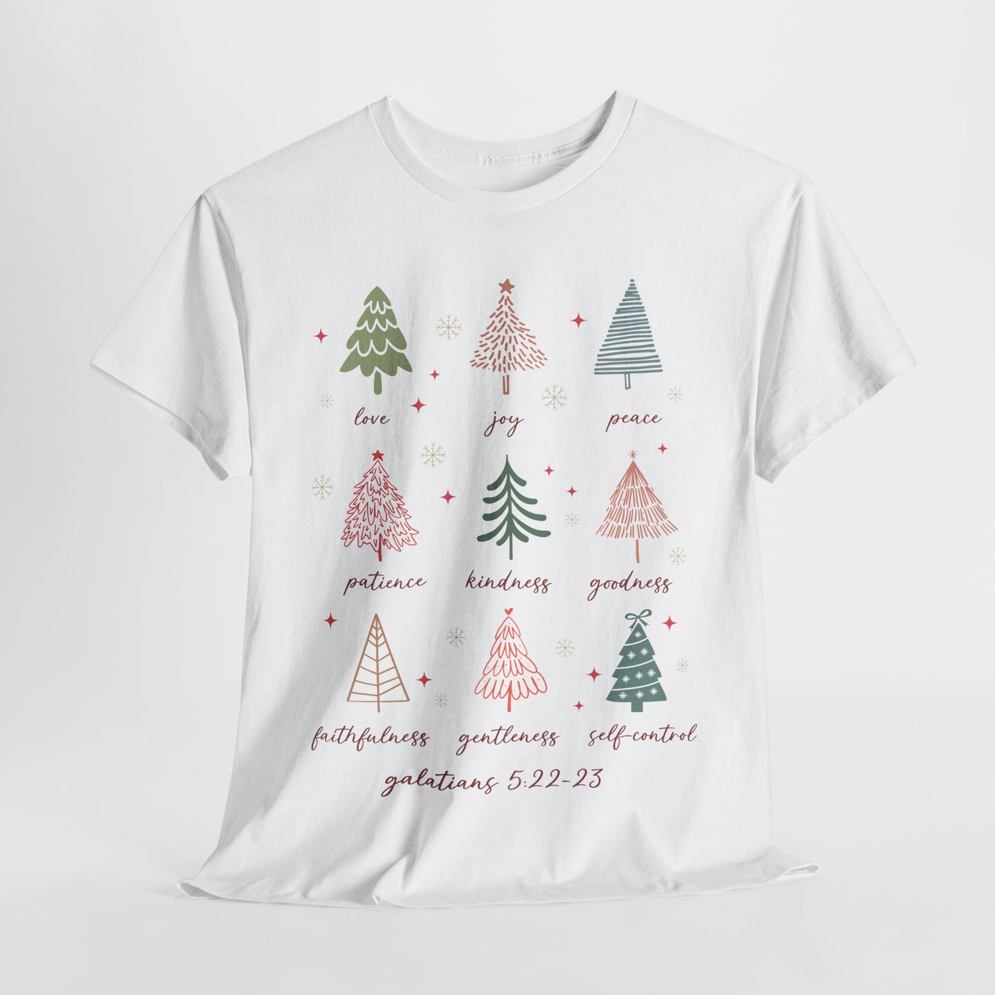 Fruits of the Spirit Christmas T-Shirt - Galatians 5:22-23 Faith Tee