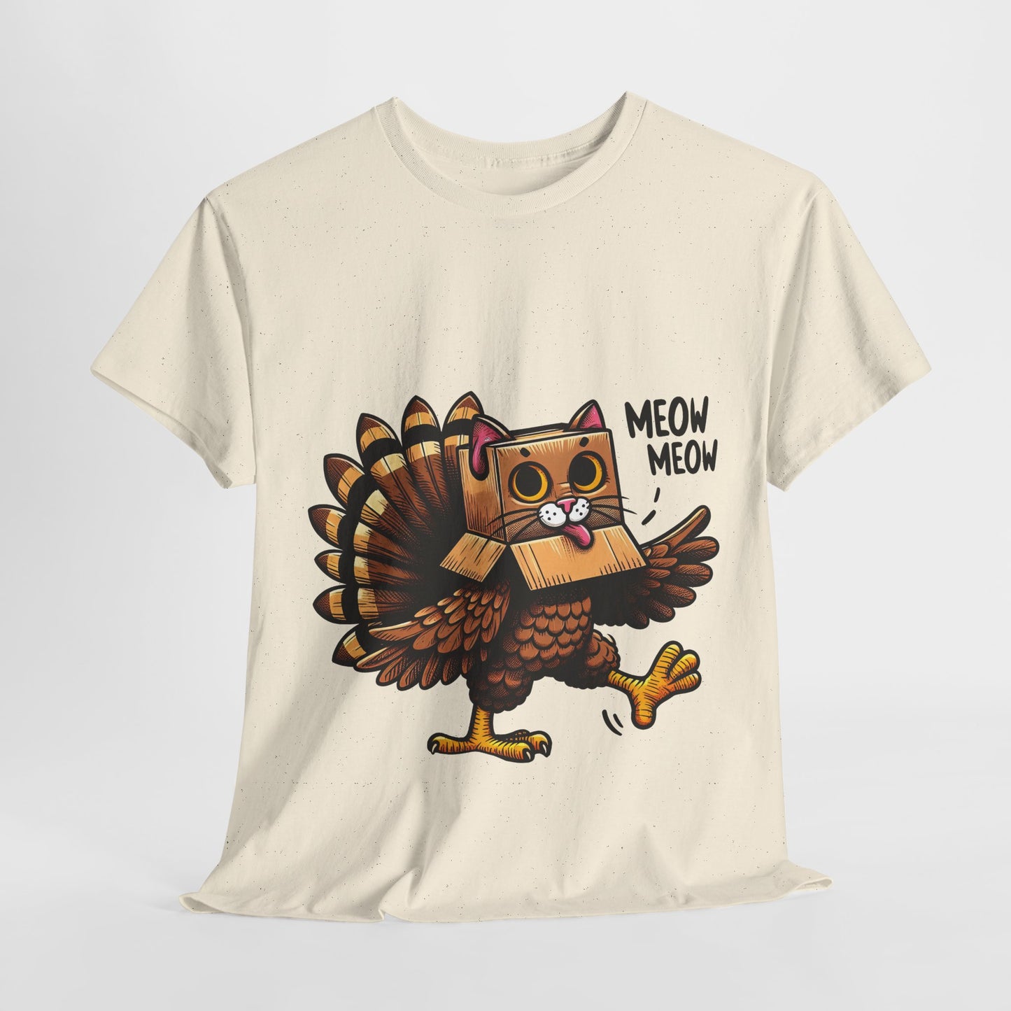 Funny Turkey Cat T-Shirt - Thanksgiving Meow Meow Cat Lover Tee